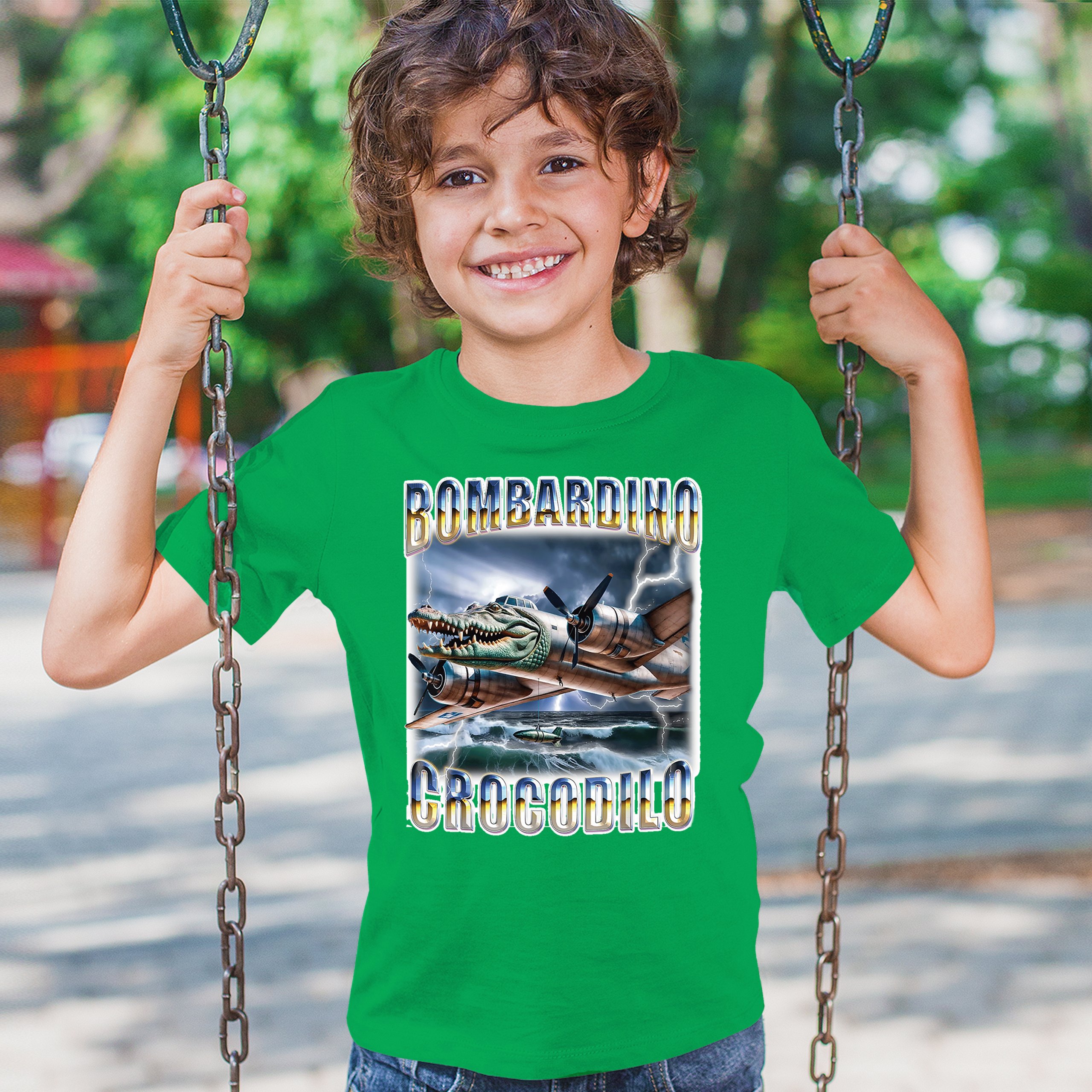 Bombardino Crocodilo Youth T-shirt Italian Brainrot Gen Z Alpha Meme Kids - Picture 33 of 50