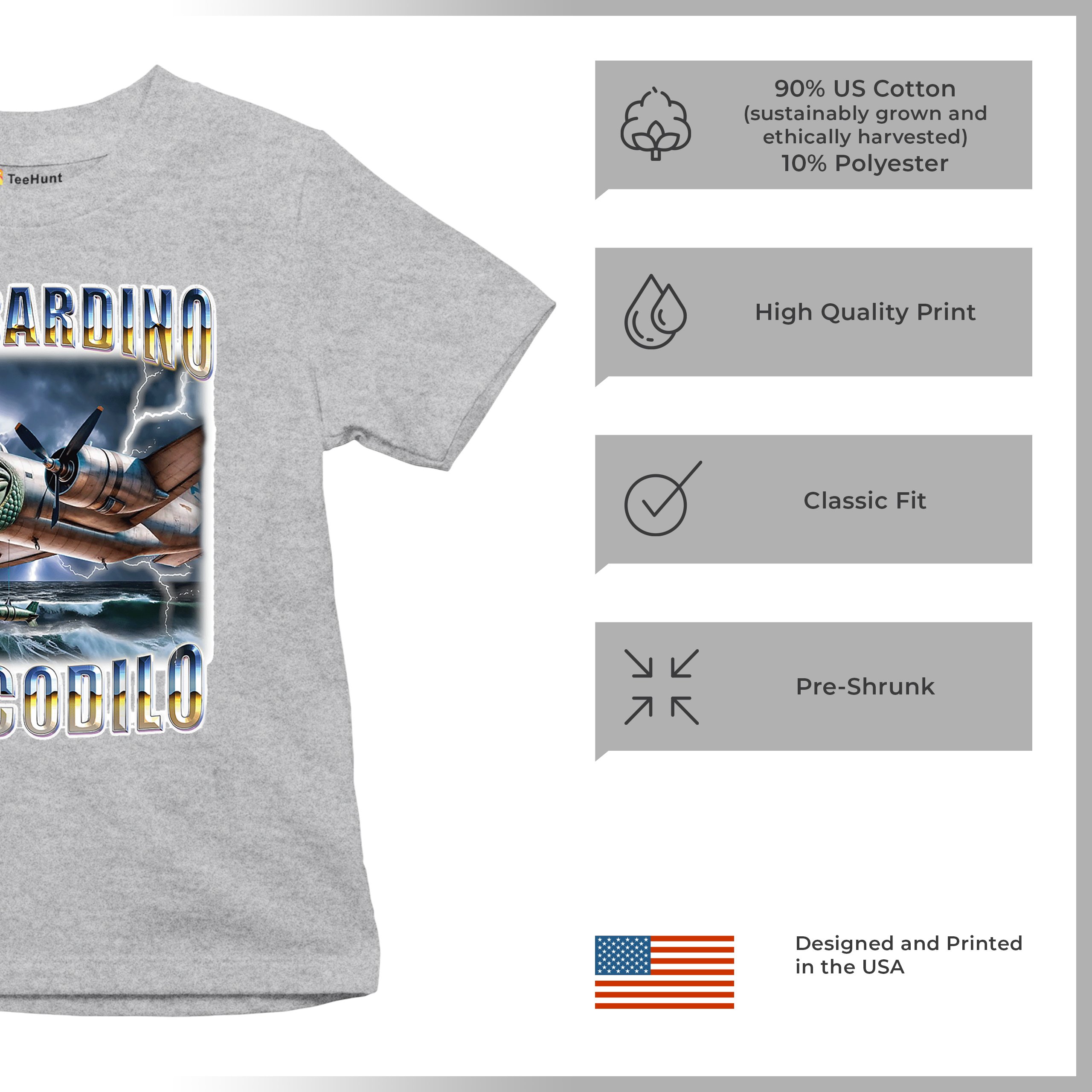Bombardino Crocodilo Youth T-shirt Italian Brainrot Gen Z Alpha Meme Kids - Picture 7 of 50