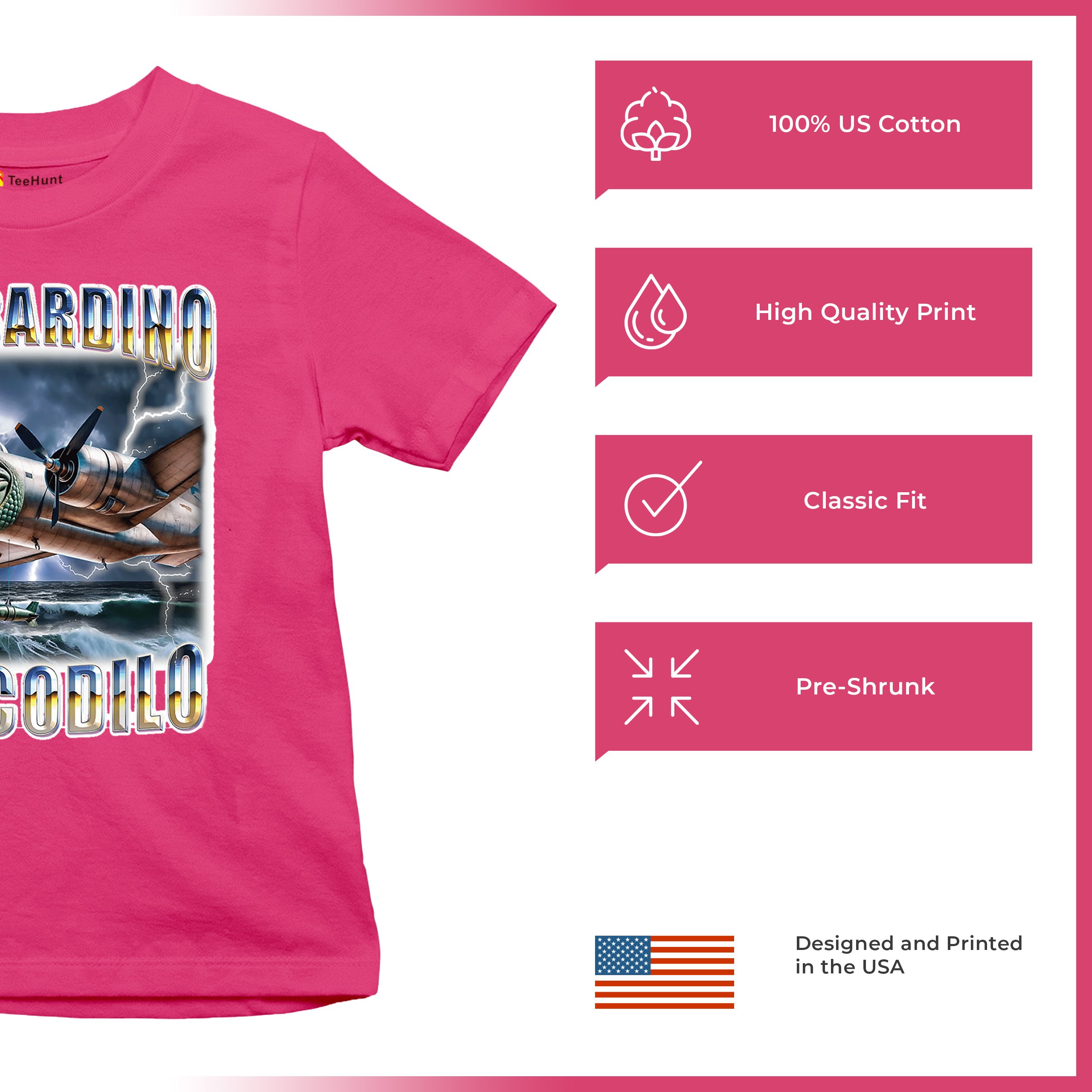 Bombardino Crocodilo Youth T-shirt Italian Brainrot Gen Z Alpha Meme Kids - Picture 49 of 50