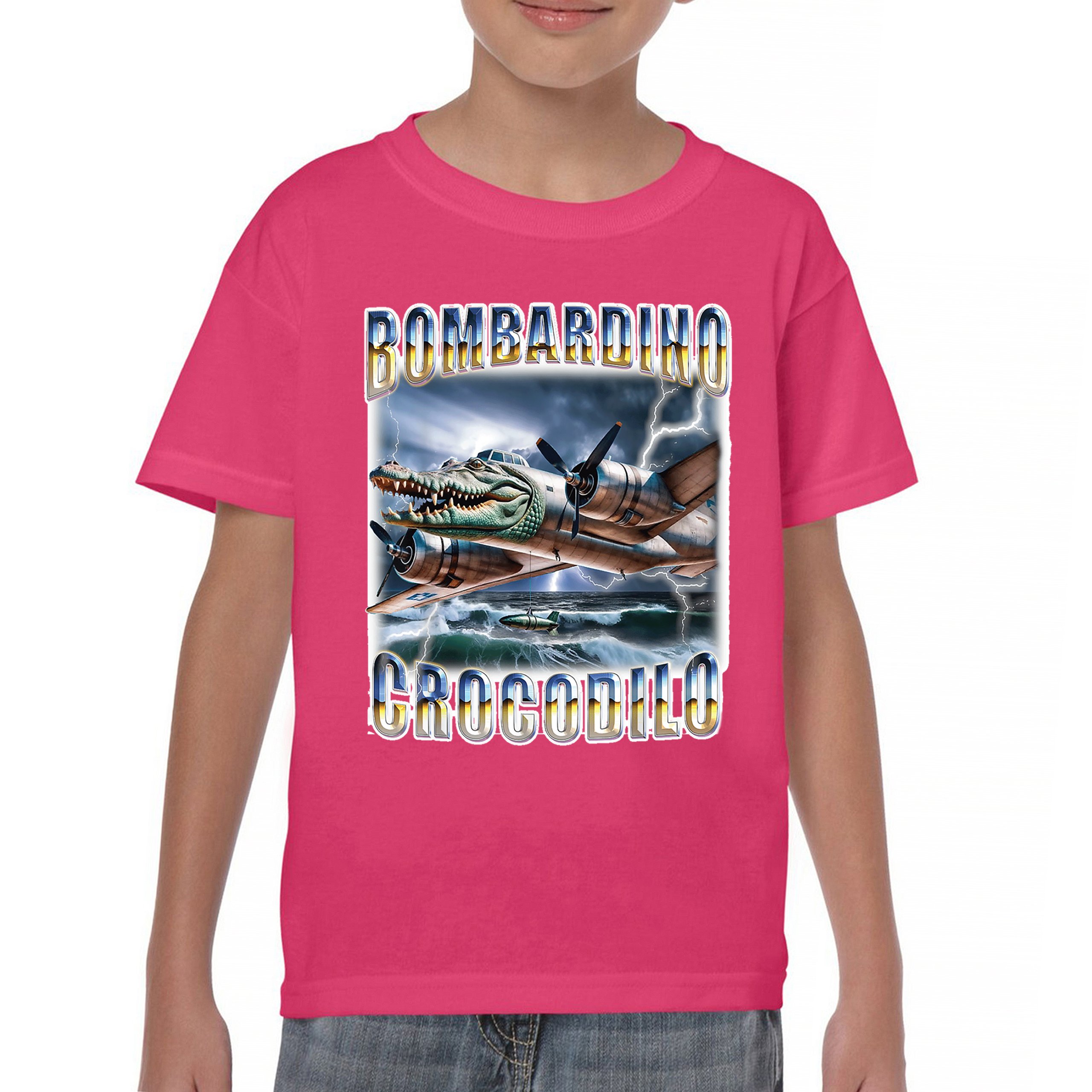 Bombardino Crocodilo Youth T-shirt Italian Brainrot Gen Z Alpha Meme Kids - Picture 44 of 50
