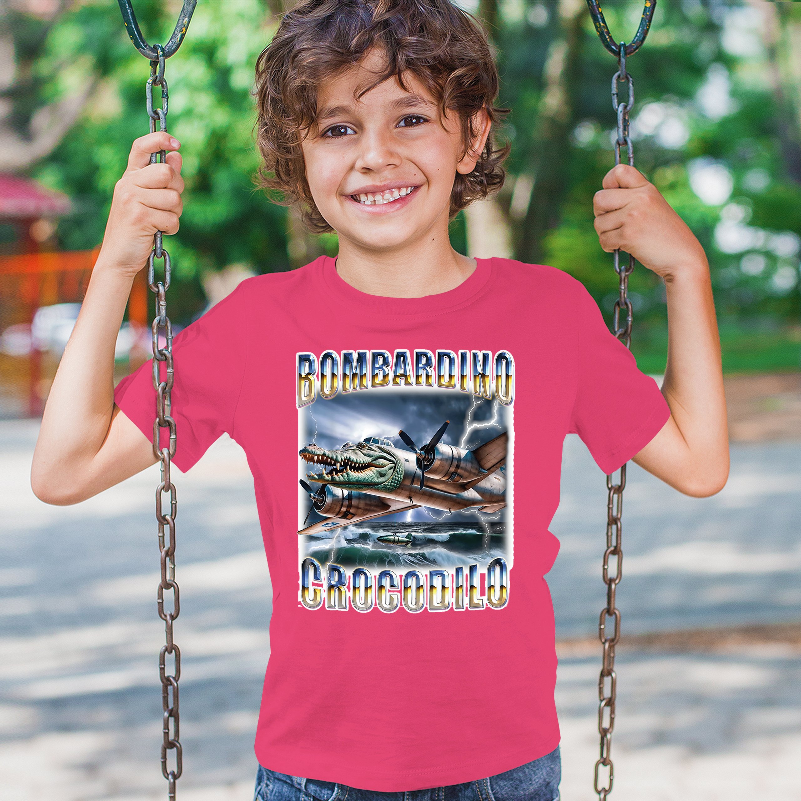 Bombardino Crocodilo Youth T-shirt Italian Brainrot Gen Z Alpha Meme Kids - Picture 47 of 50