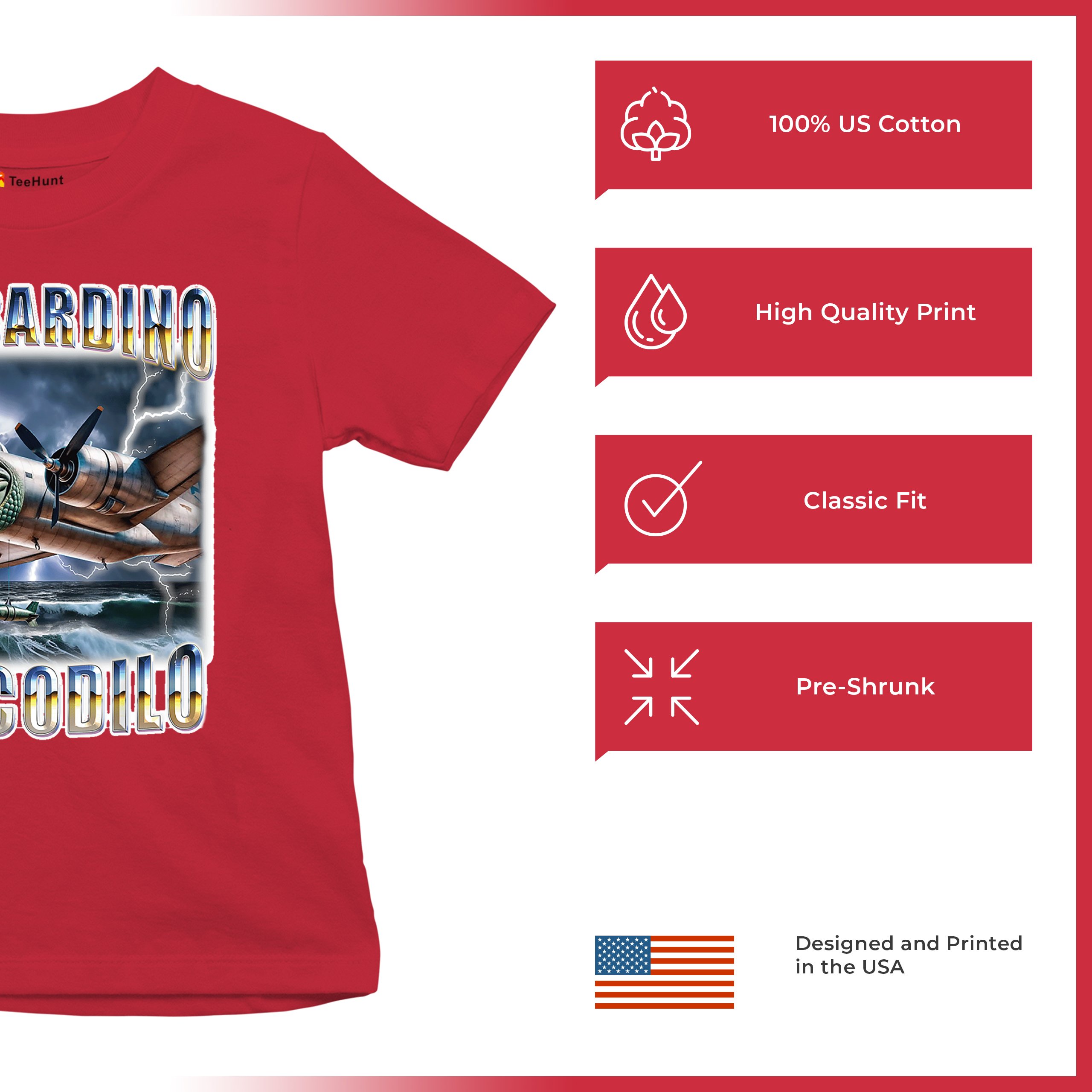 Bombardino Crocodilo Youth T-shirt Italian Brainrot Gen Z Alpha Meme Kids - Picture 21 of 50