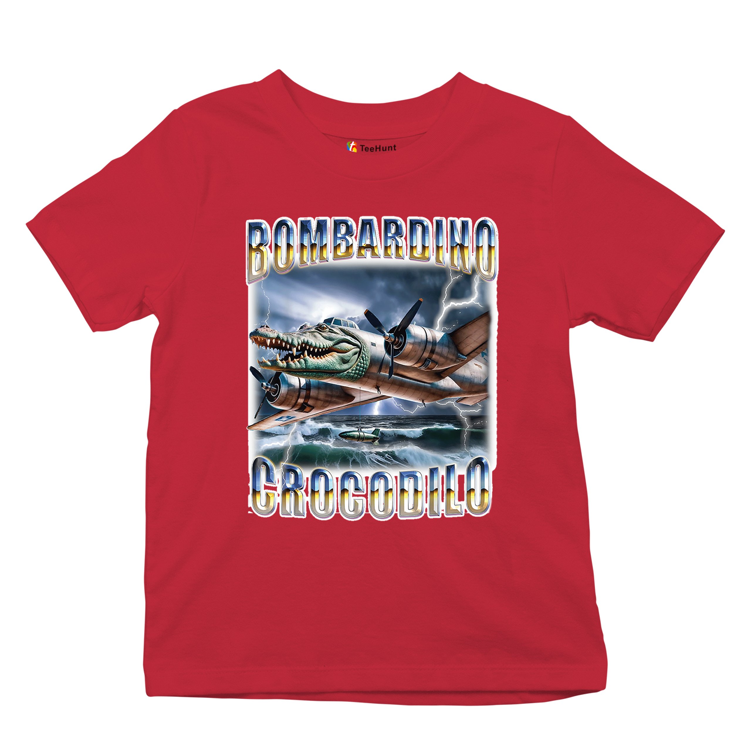 Bombardino Crocodilo Youth T-shirt Italian Brainrot Gen Z Alpha Meme Kids - Picture 20 of 50
