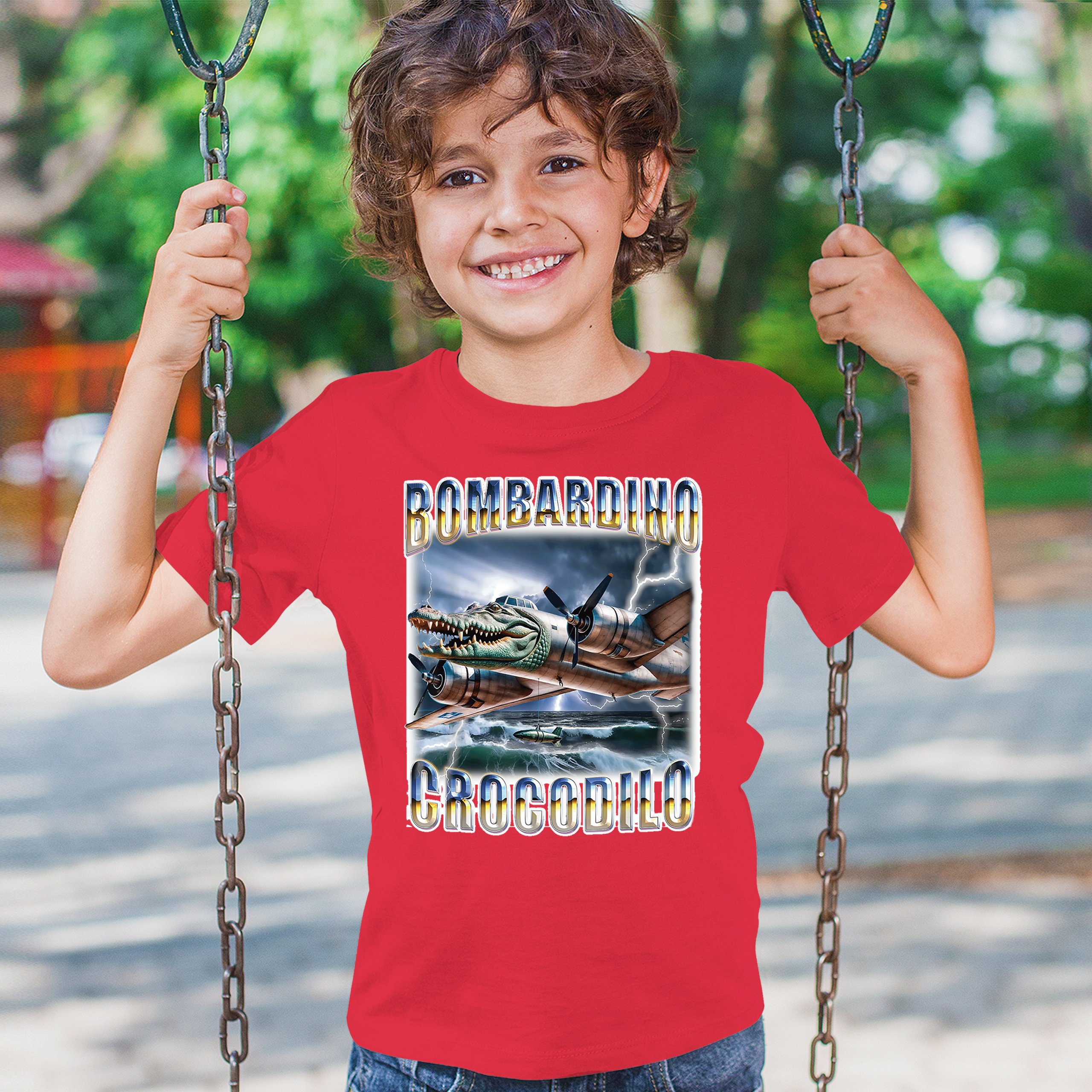 Bombardino Crocodilo Youth T-shirt Italian Brainrot Gen Z Alpha Meme Kids - Picture 19 of 50