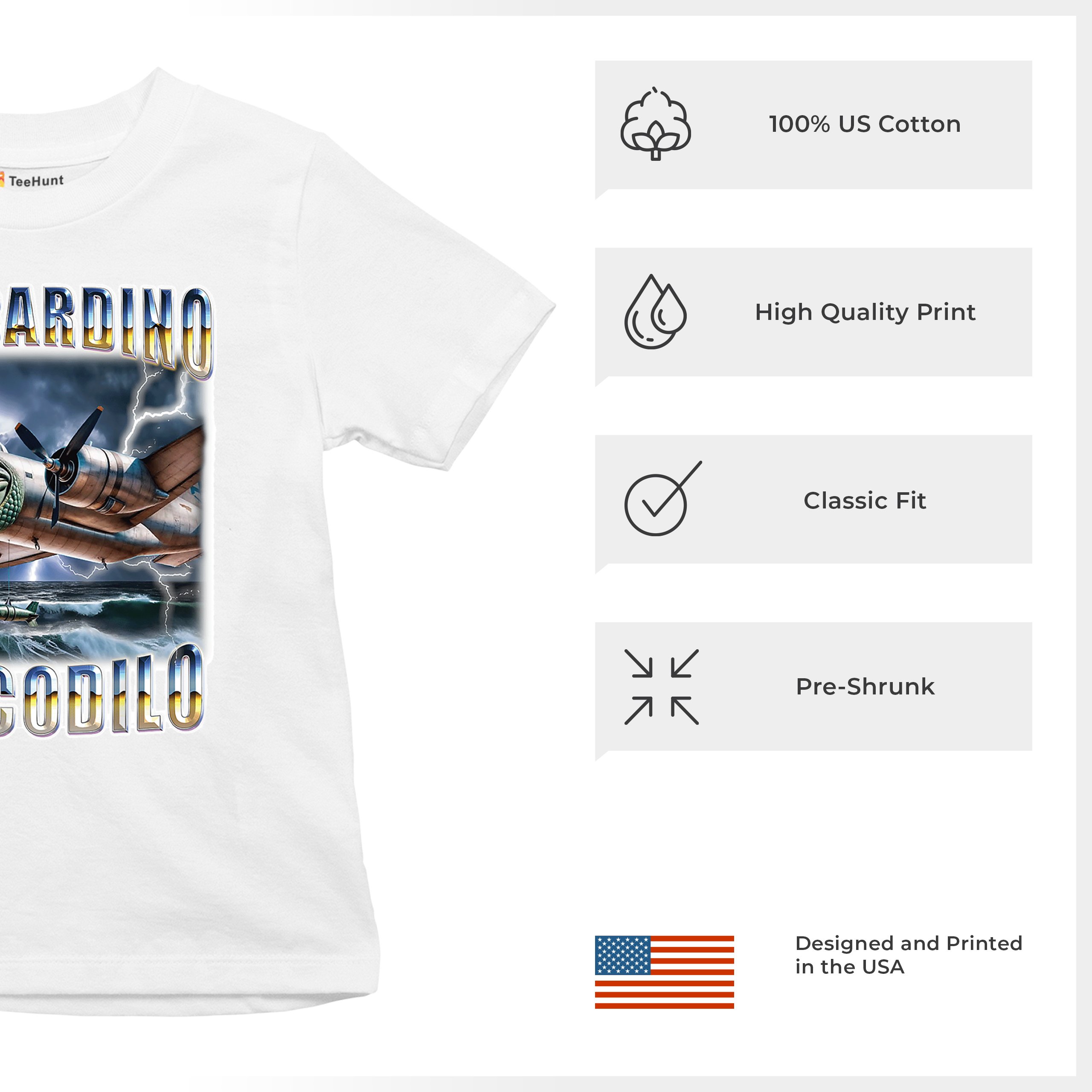 Bombardino Crocodilo Youth T-shirt Italian Brainrot Gen Z Alpha Meme Kids - Picture 28 of 50