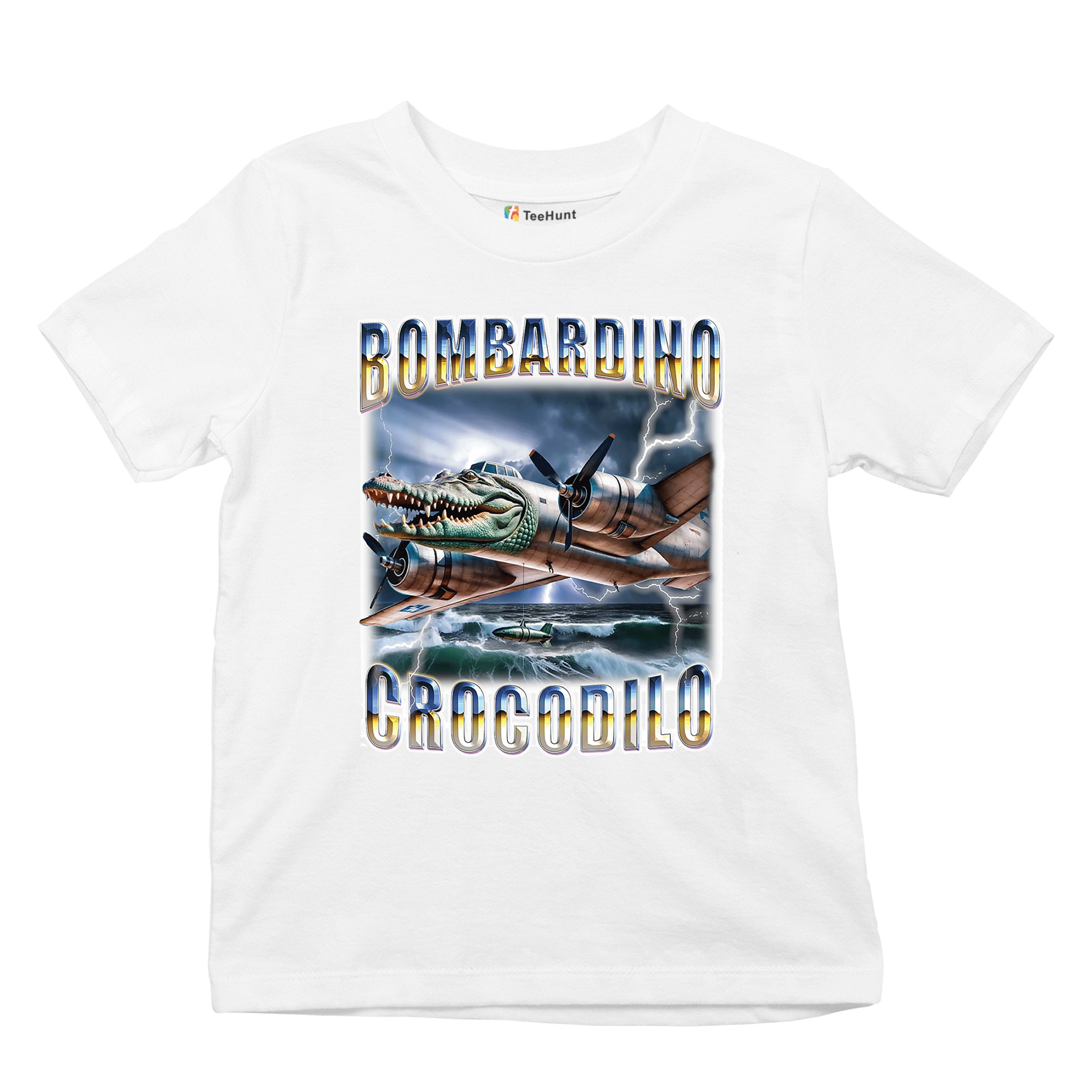 Bombardino Crocodilo Youth T-shirt Italian Brainrot Gen Z Alpha Meme Kids - Picture 27 of 50