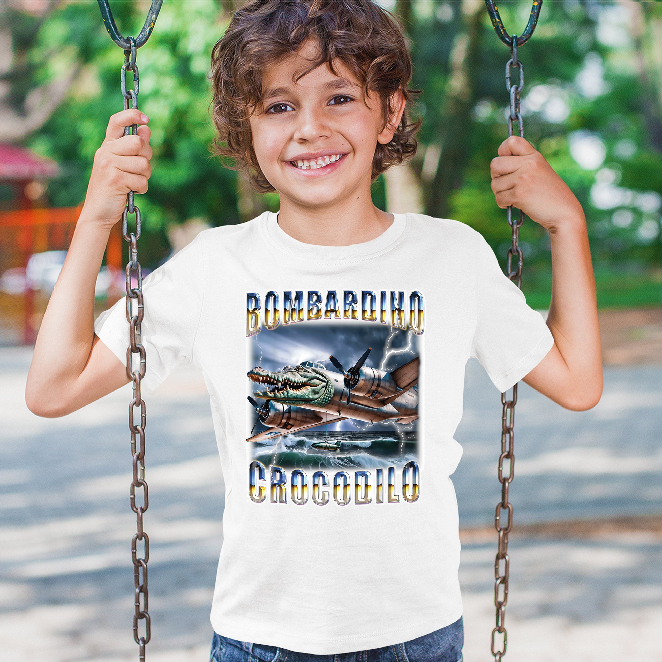 Bombardino Crocodilo Youth T-shirt Italian Brainrot Gen Z Alpha Meme Kids - Picture 26 of 50