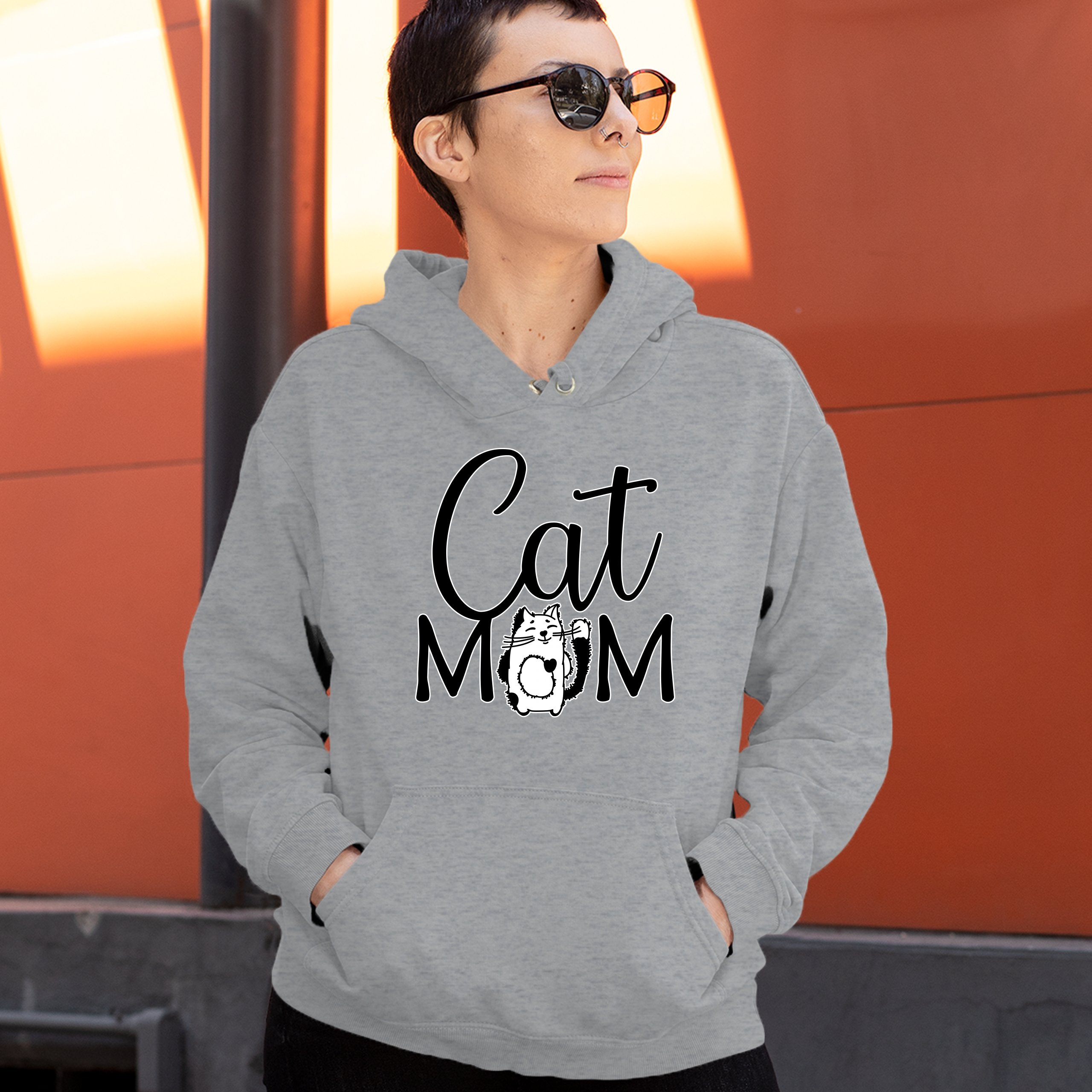 Cat Mom Sweatshirt Mother's Day Fur Mama Cat Lover Kitty Hoodie - Picture 13 of 29