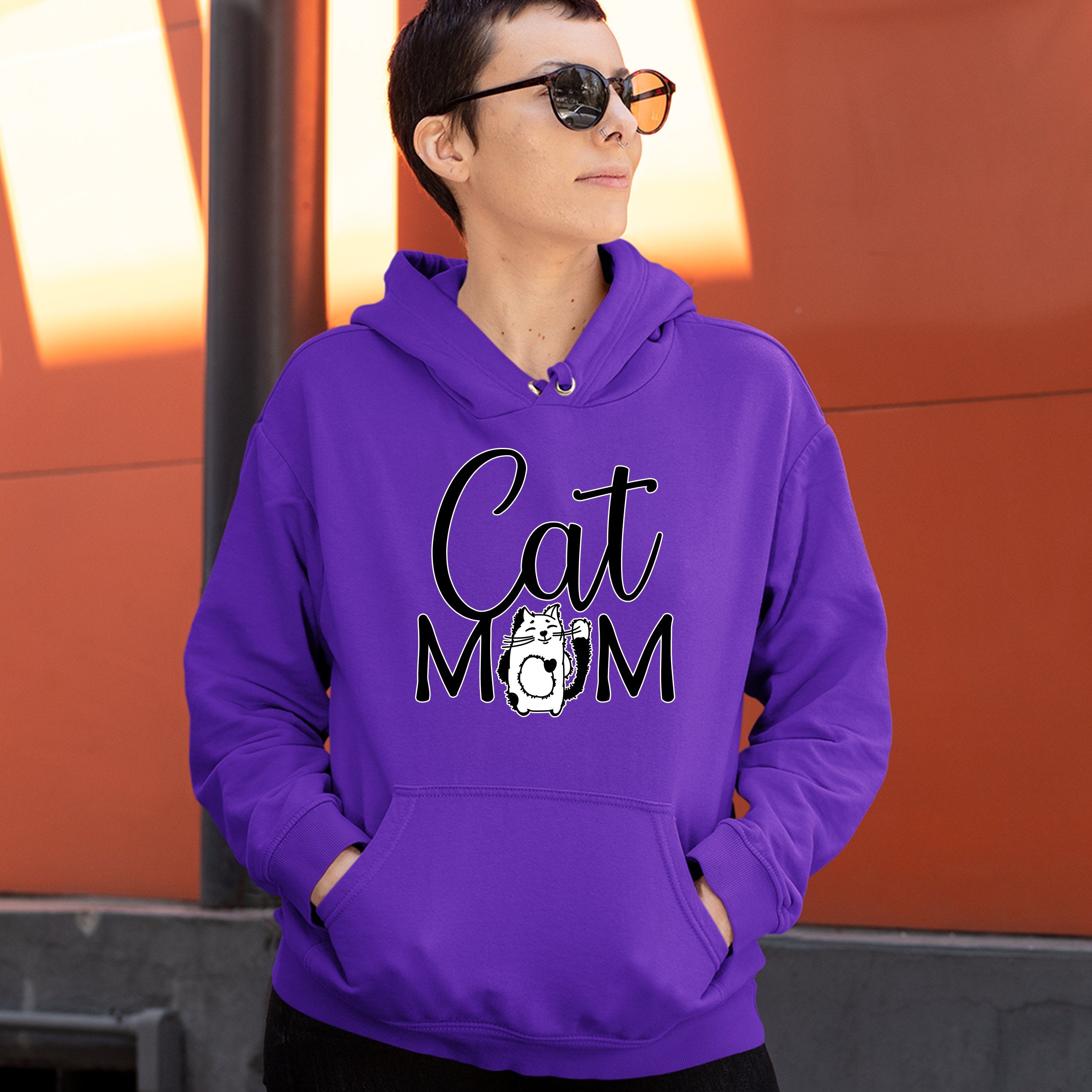 Cat Mom Sweatshirt Mother's Day Fur Mama Cat Lover Kitty Hoodie - Picture 17 of 29
