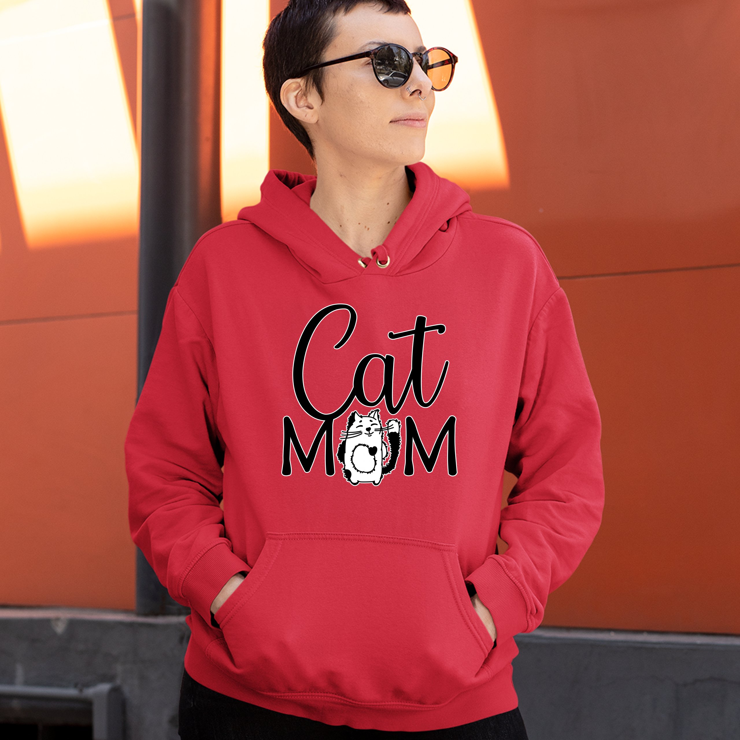 Cat Mom Sweatshirt Mother's Day Fur Mama Cat Lover Kitty Hoodie - Picture 21 of 29