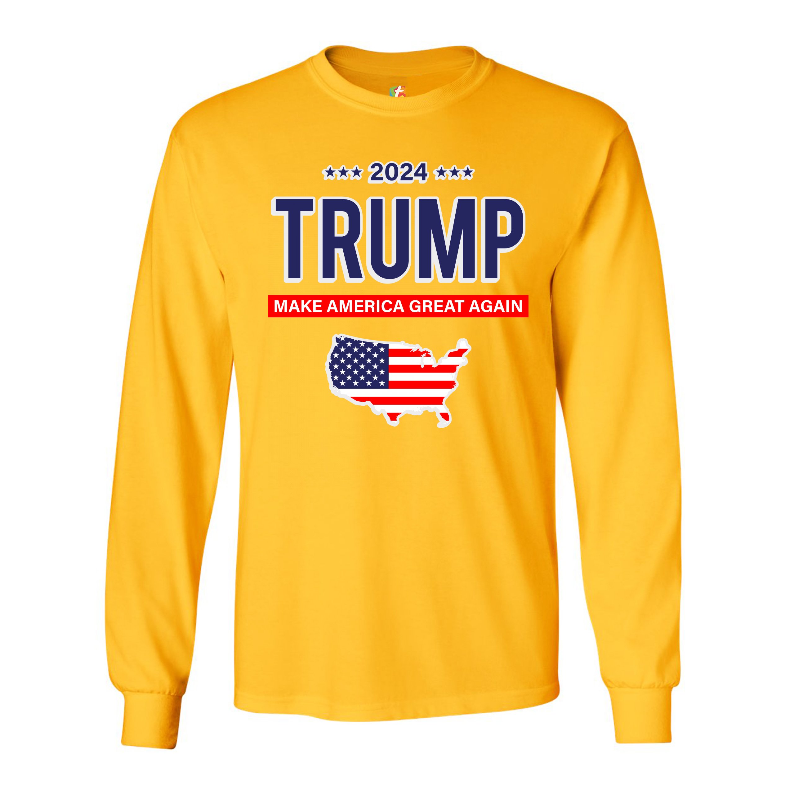 2024 Trump Long Sleeve T-shirt Make America Great Again Stars and ...