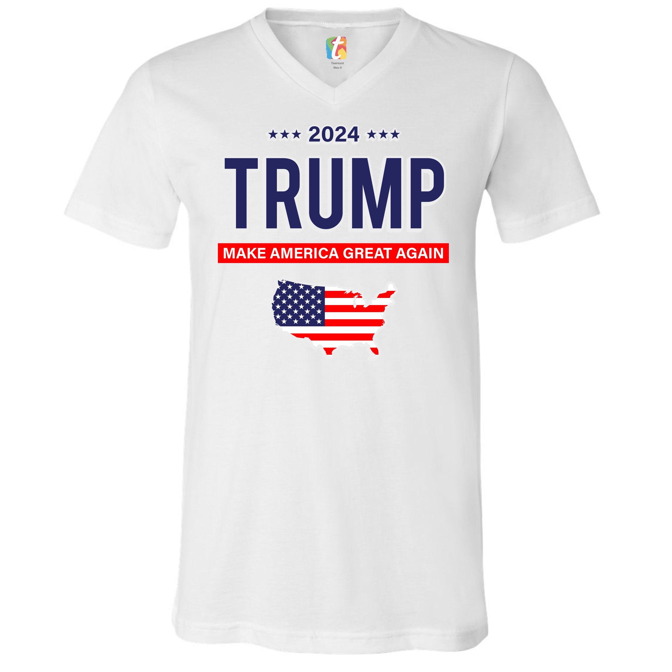 2024 Trump V-Neck T-shirt Make America Great Again Stars and Stripes ...