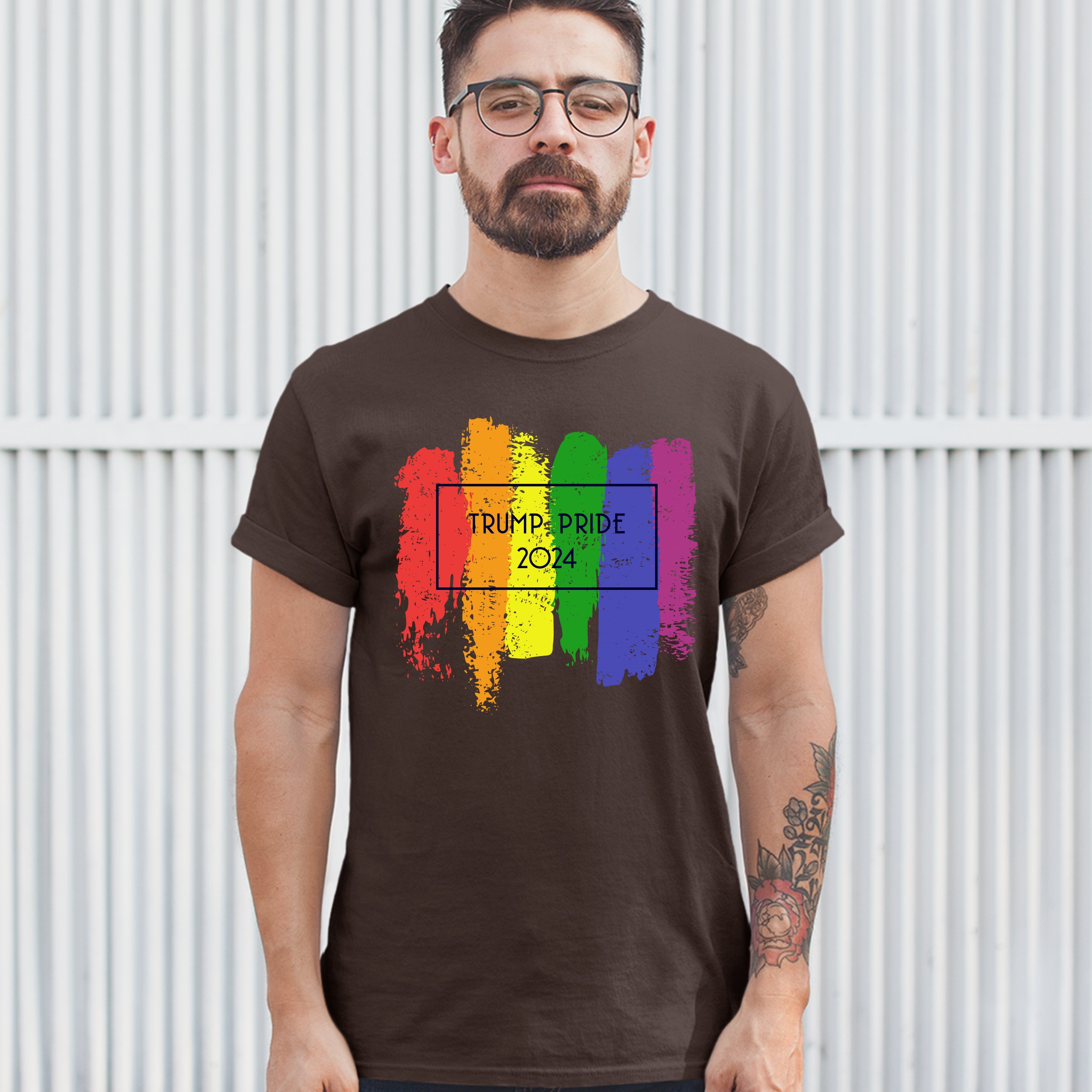 Trump Pride 2024 Tshirt Gay Rainbow Flag Keep America Great Men's Tee