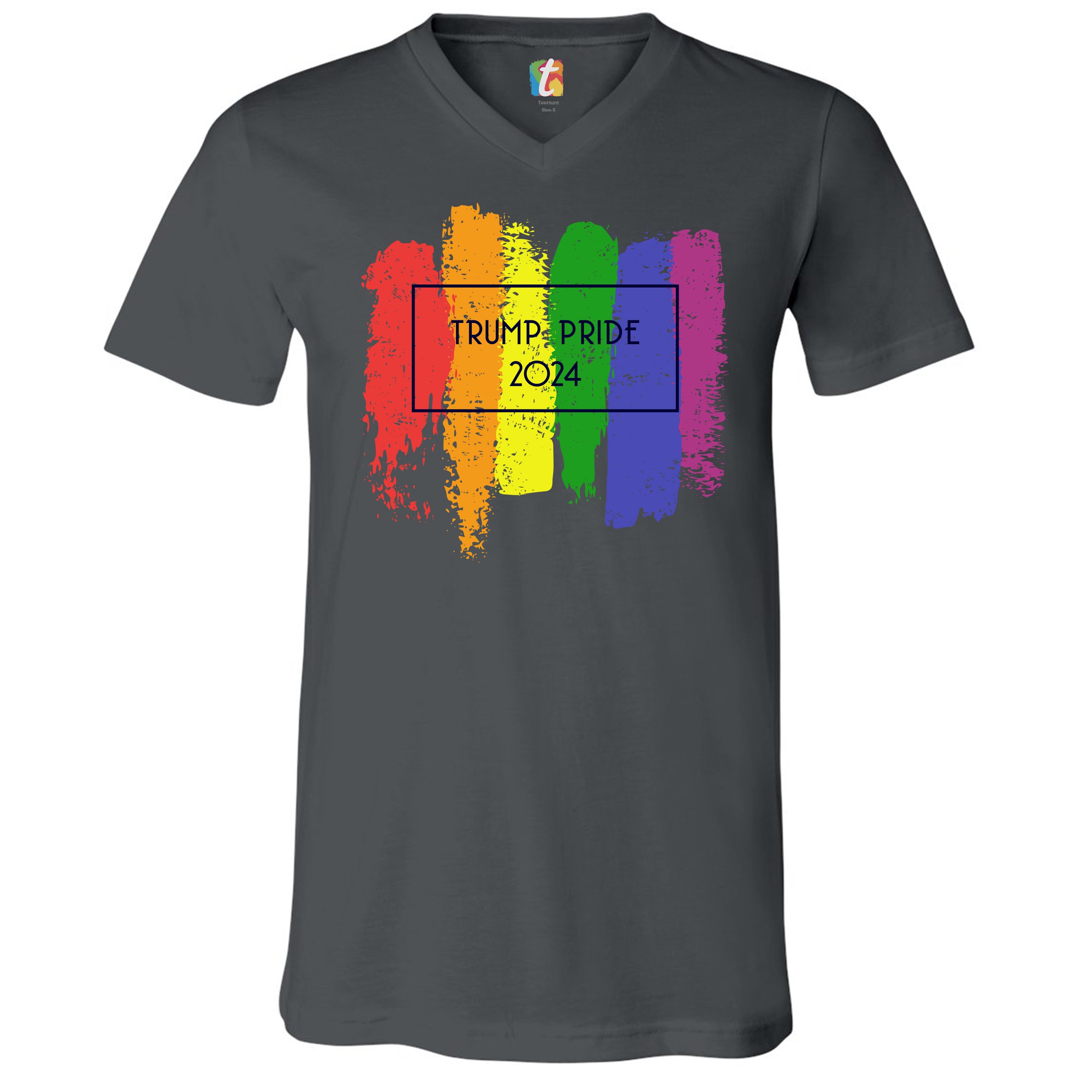 Trump Pride 2024 V-Neck T-shirt Gay Rainbow Flag Keep America Great Tee ...