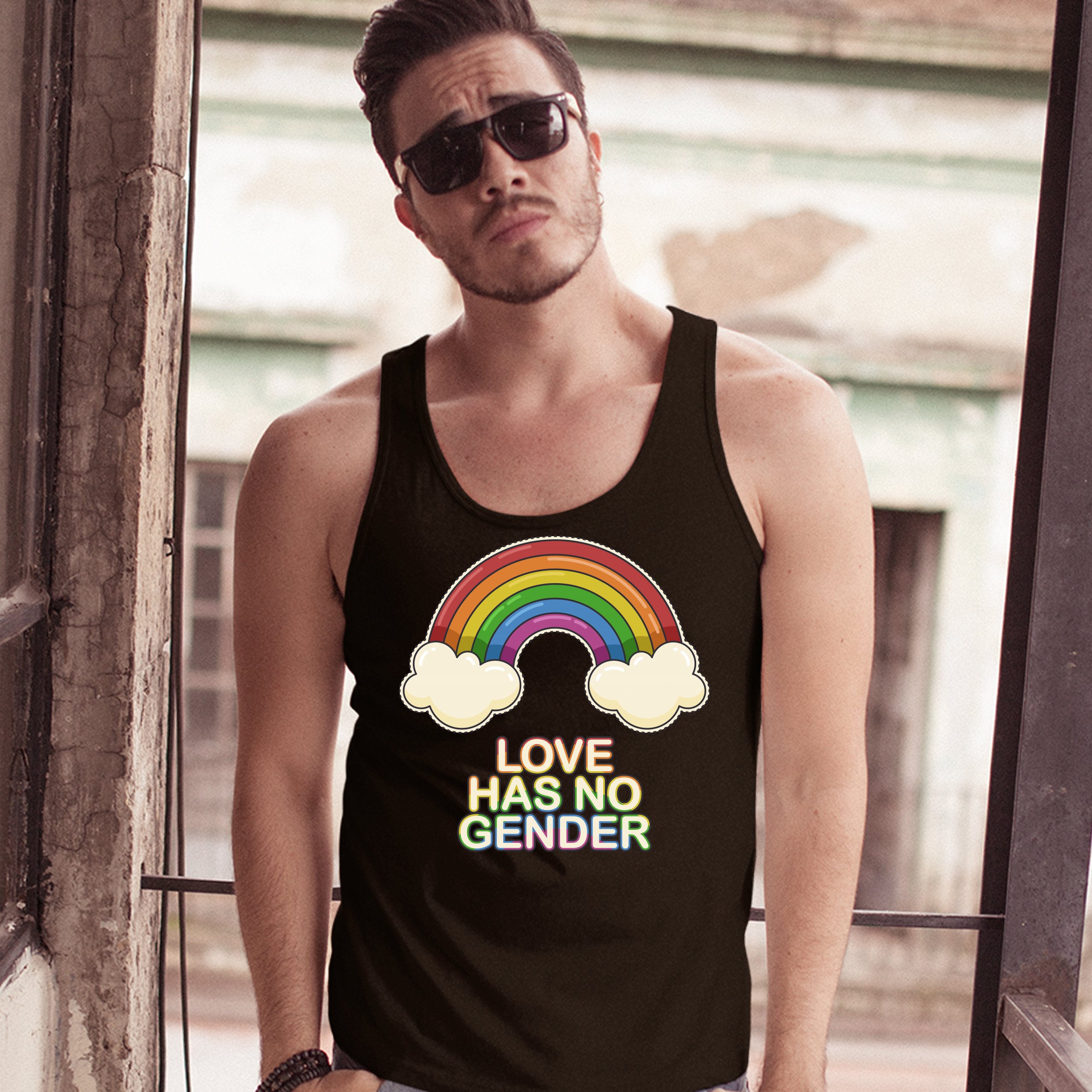 Love Has No Gender Tank Top Gay Pride Queer Rainbow Love Is Love Men's Top - Picture 9 of 21