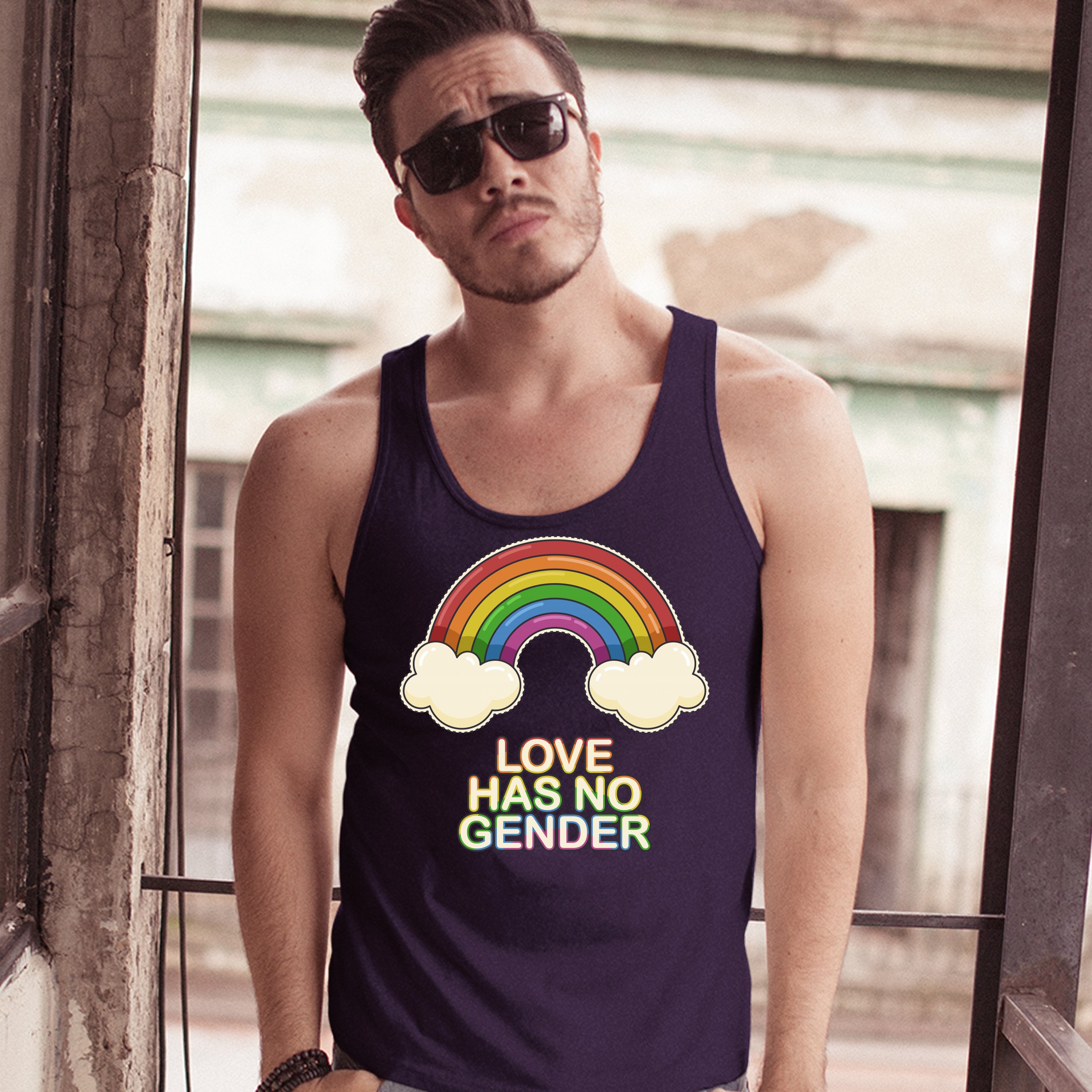 Love Has No Gender Tank Top Gay Pride Queer Rainbow Love Is Love Men's Top - Picture 21 of 21