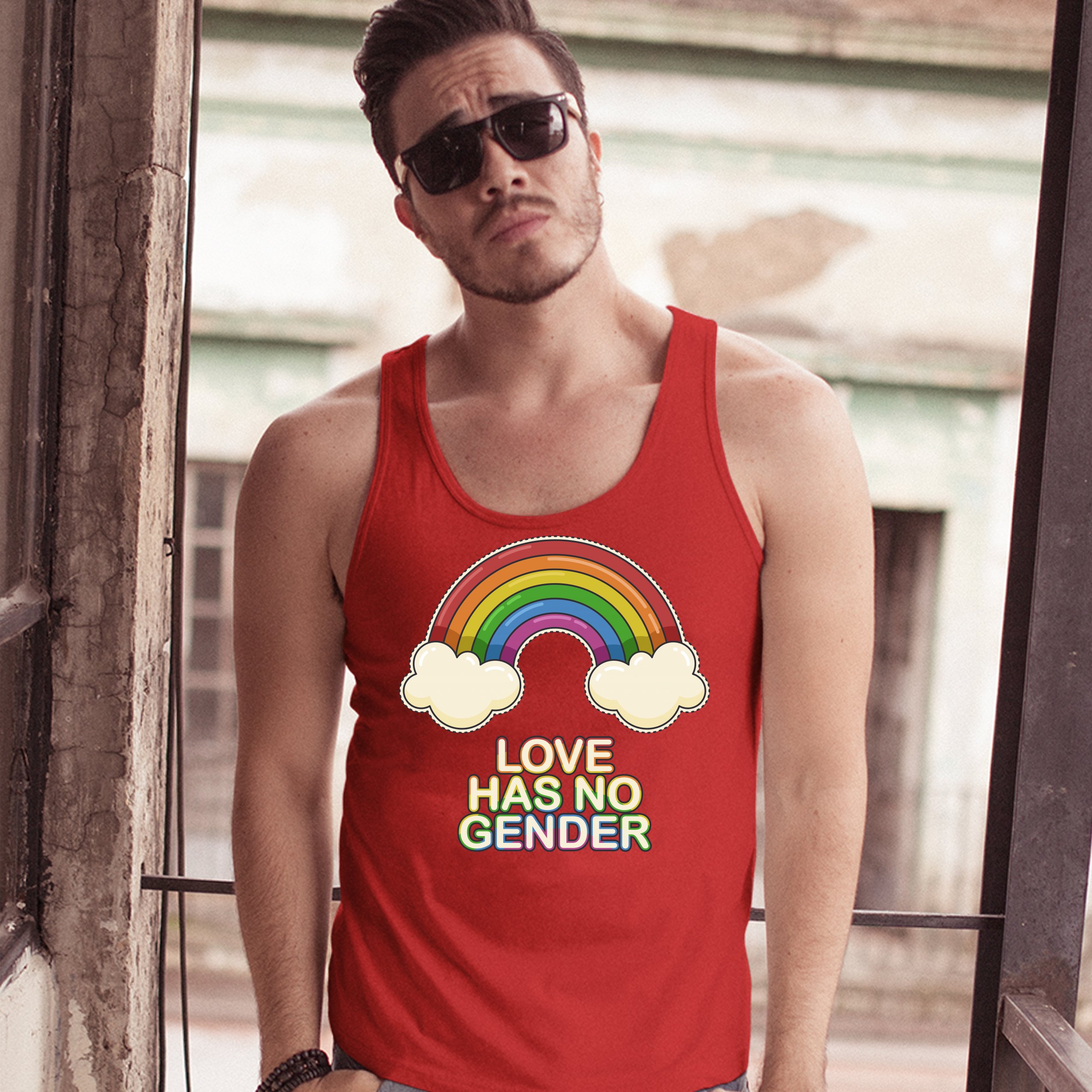 Love Has No Gender Tank Top Gay Pride Queer Rainbow Love Is Love Men's Top - Picture 17 of 21