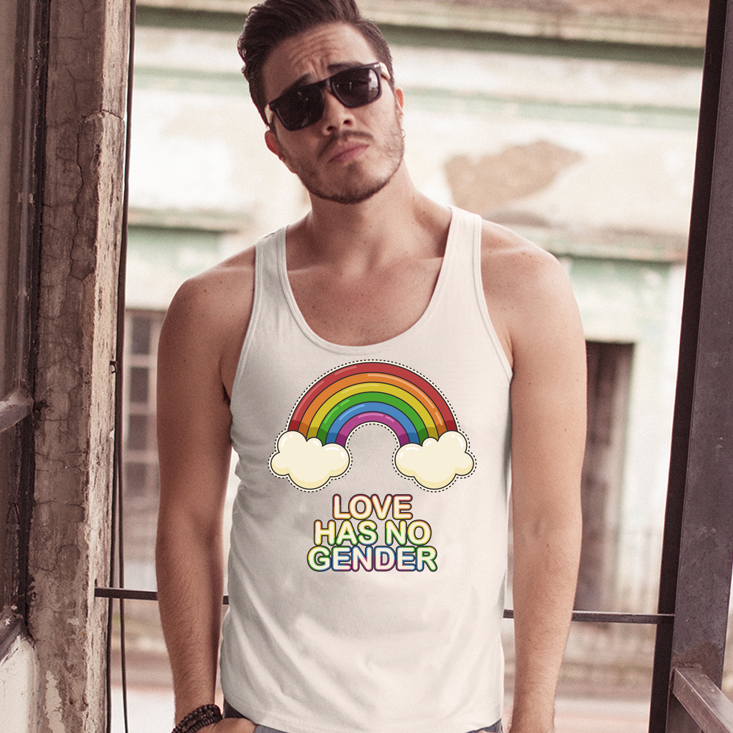 Love Has No Gender Tank Top Gay Pride Queer Rainbow Love Is Love Men's Top - Picture 5 of 21