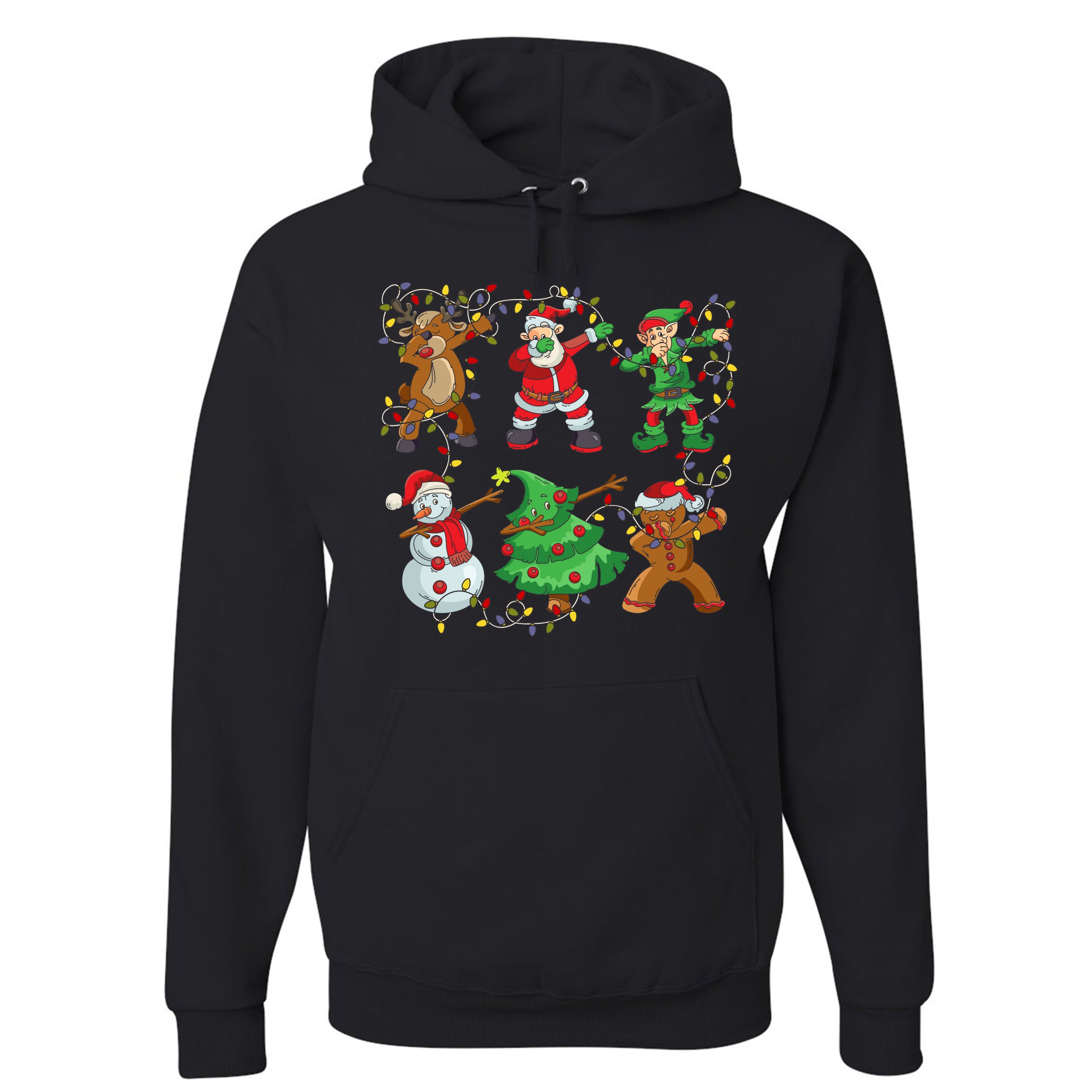 Christmas Crew Dabbing Sweatshirt Reindeer Santa Claus Elf Snowman Hoodie - Picture 3 of 36