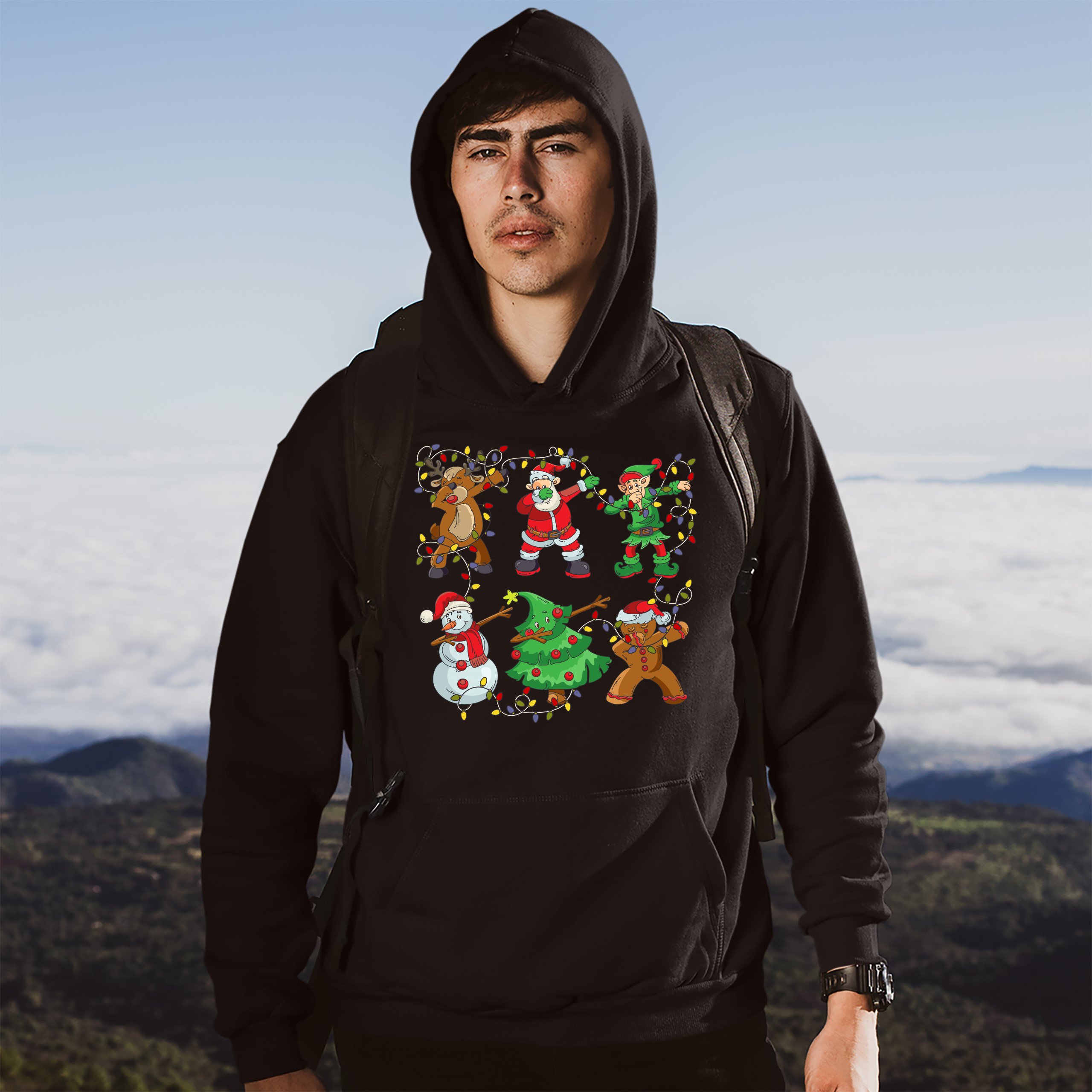 Christmas Crew Dabbing Sweatshirt Reindeer Santa Claus Elf Snowman Hoodie - Picture 5 of 36