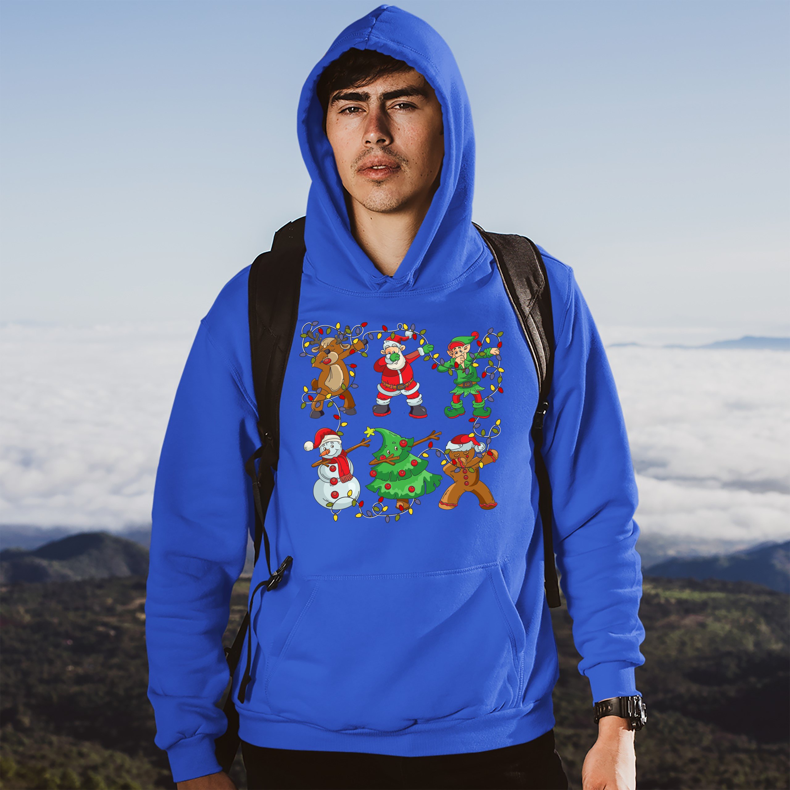 Christmas Crew Dabbing Sweatshirt Reindeer Santa Claus Elf Snowman Hoodie - Picture 30 of 36