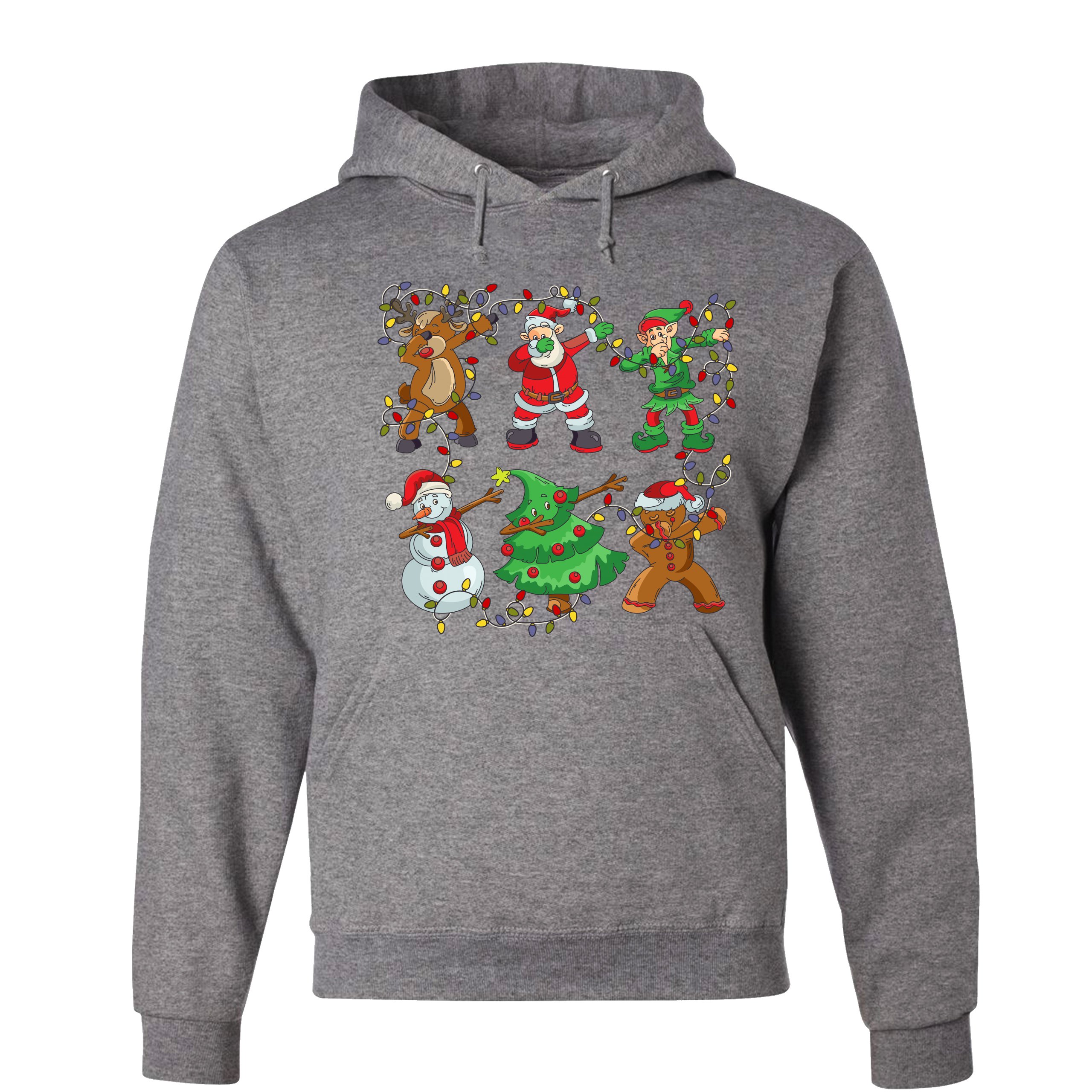 Christmas Crew Dabbing Sweatshirt Reindeer Santa Claus Elf Snowman Hoodie - Picture 8 of 36