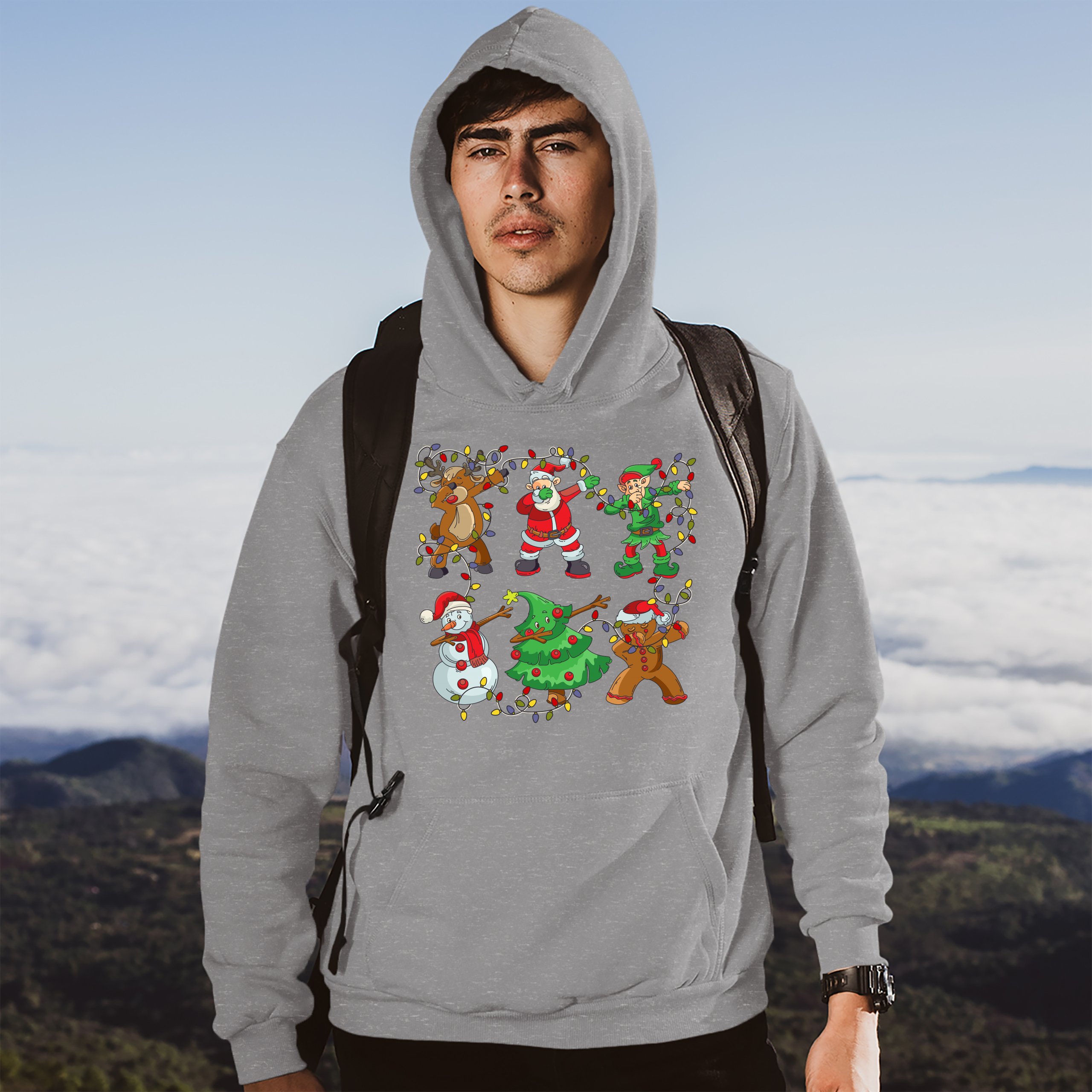 Christmas Crew Dabbing Sweatshirt Reindeer Santa Claus Elf Snowman Hoodie - Picture 10 of 36