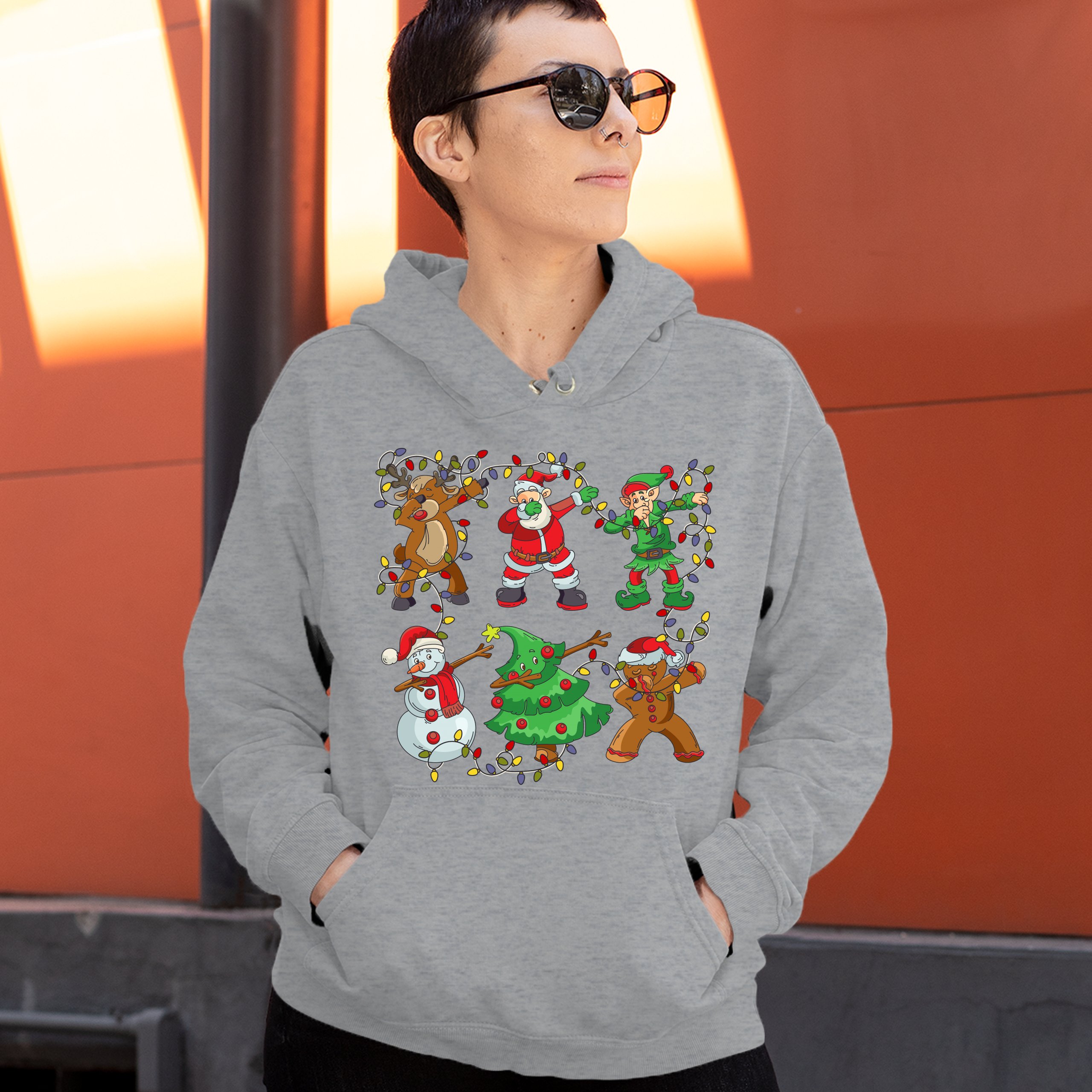 Christmas Crew Dabbing Sweatshirt Reindeer Santa Claus Elf Snowman Hoodie - Picture 11 of 36