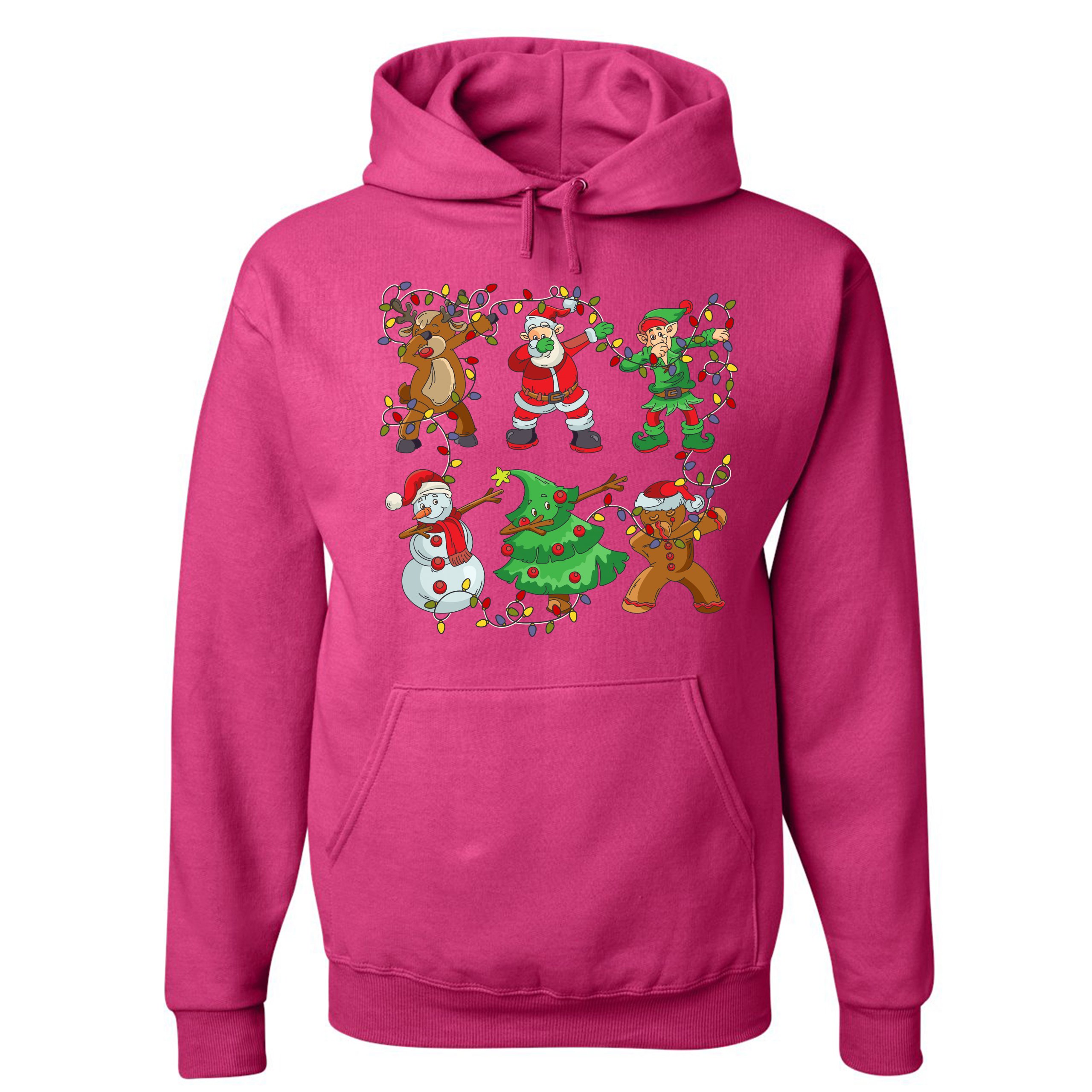 Christmas Crew Dabbing Sweatshirt Reindeer Santa Claus Elf Snowman Hoodie - Picture 33 of 36