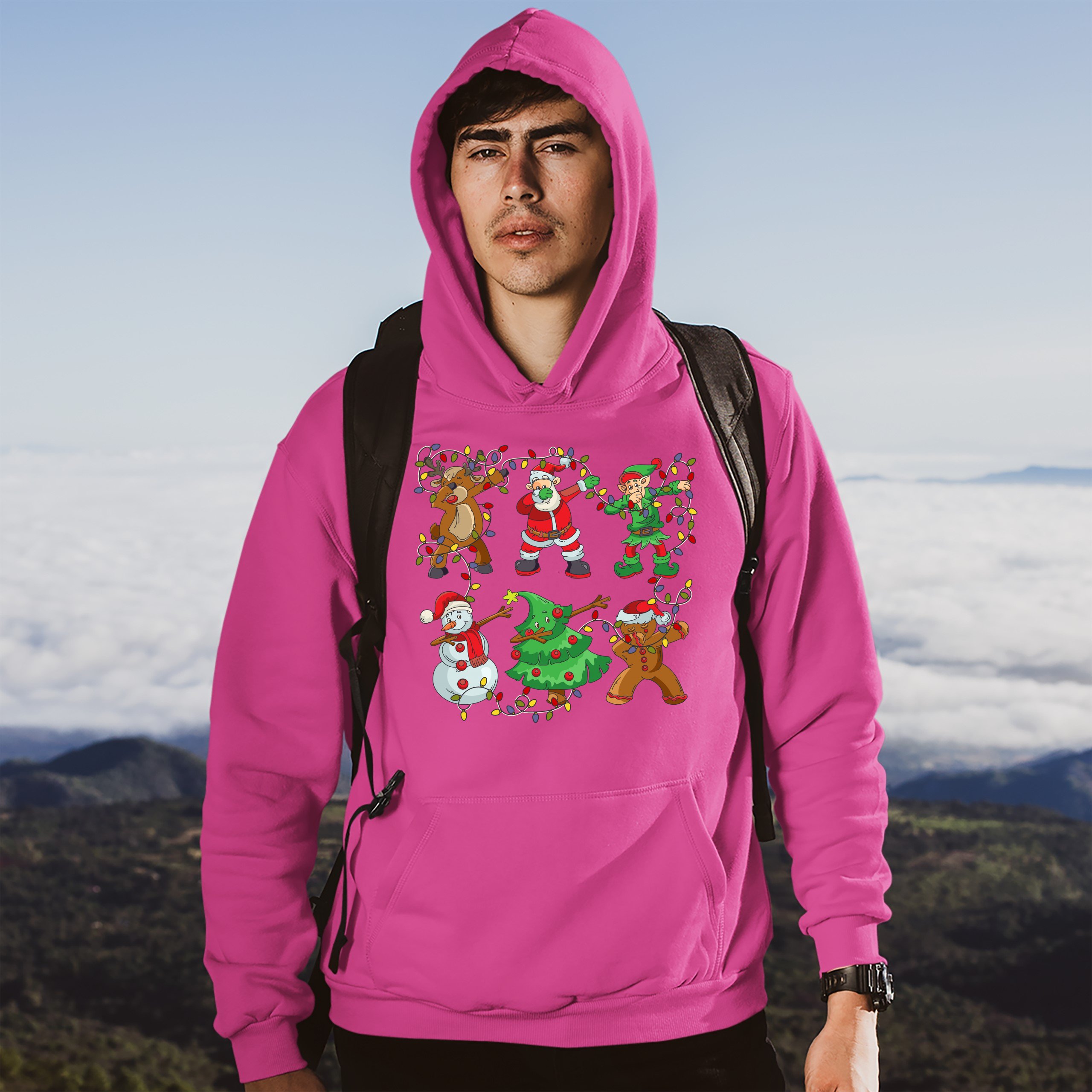 Christmas Crew Dabbing Sweatshirt Reindeer Santa Claus Elf Snowman Hoodie - Picture 35 of 36