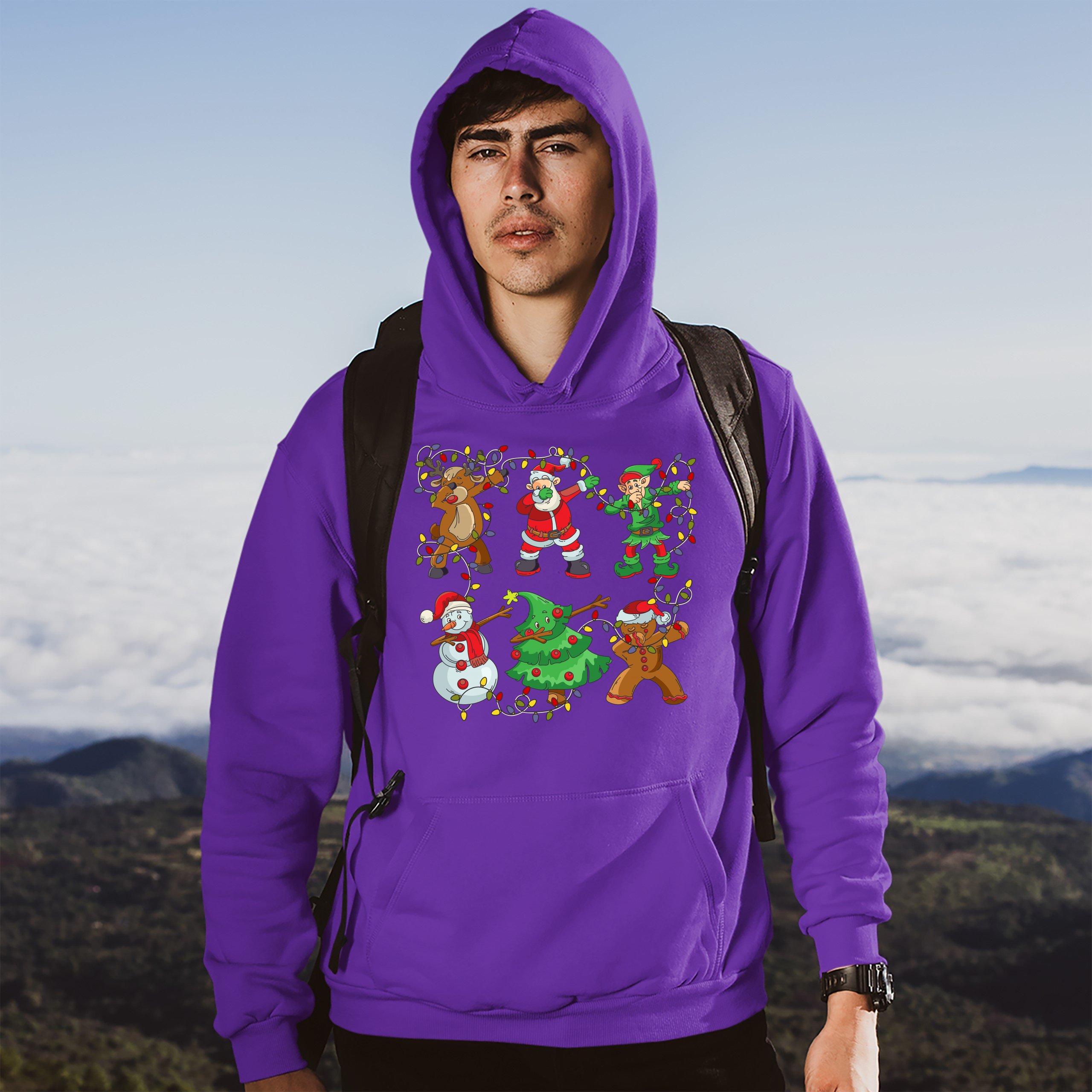 Christmas Crew Dabbing Sweatshirt Reindeer Santa Claus Elf Snowman Hoodie - Picture 15 of 36