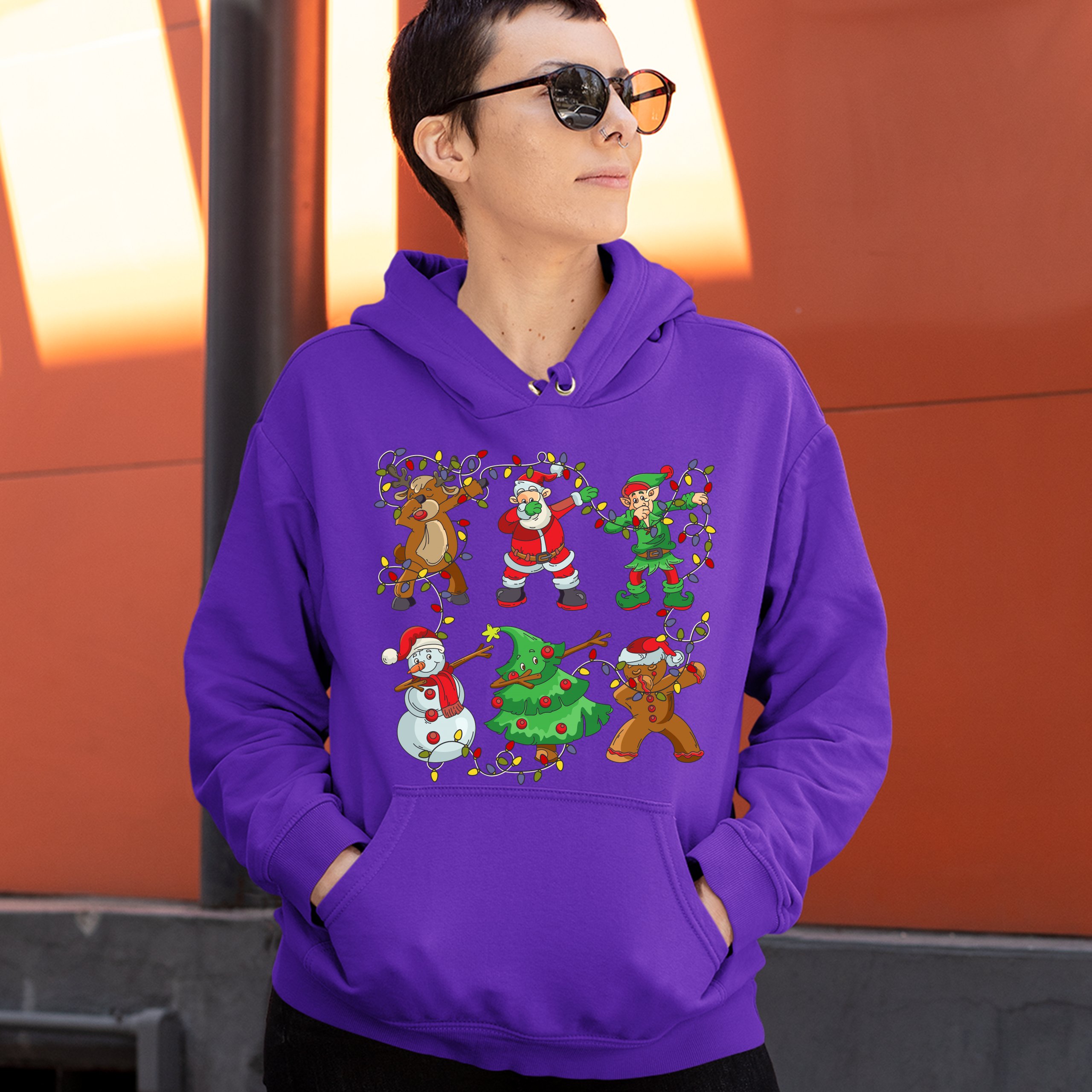 Christmas Crew Dabbing Sweatshirt Reindeer Santa Claus Elf Snowman Hoodie - Picture 16 of 36