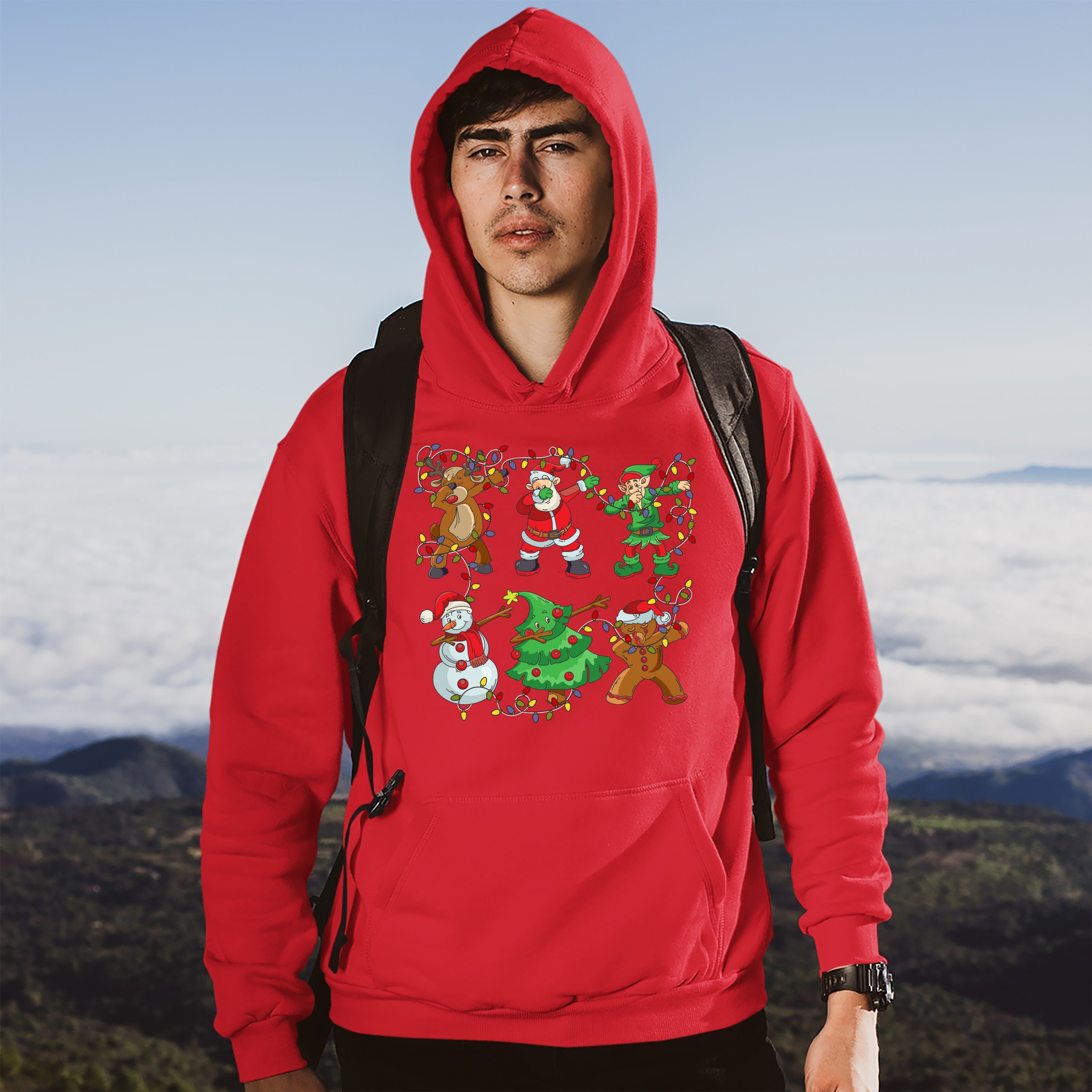Christmas Crew Dabbing Sweatshirt Reindeer Santa Claus Elf Snowman Hoodie - Picture 20 of 36