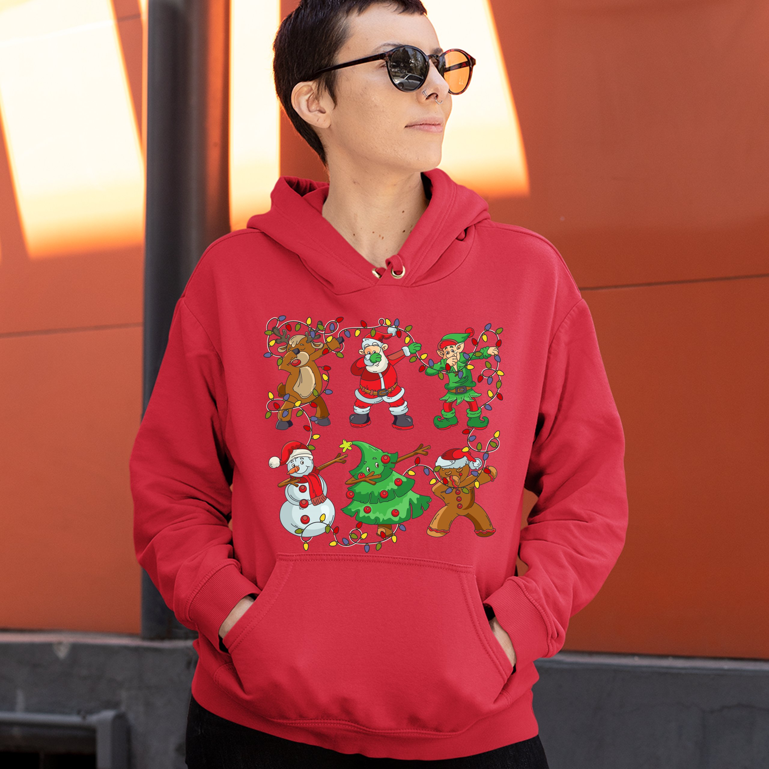 Christmas Crew Dabbing Sweatshirt Reindeer Santa Claus Elf Snowman Hoodie - Picture 21 of 36