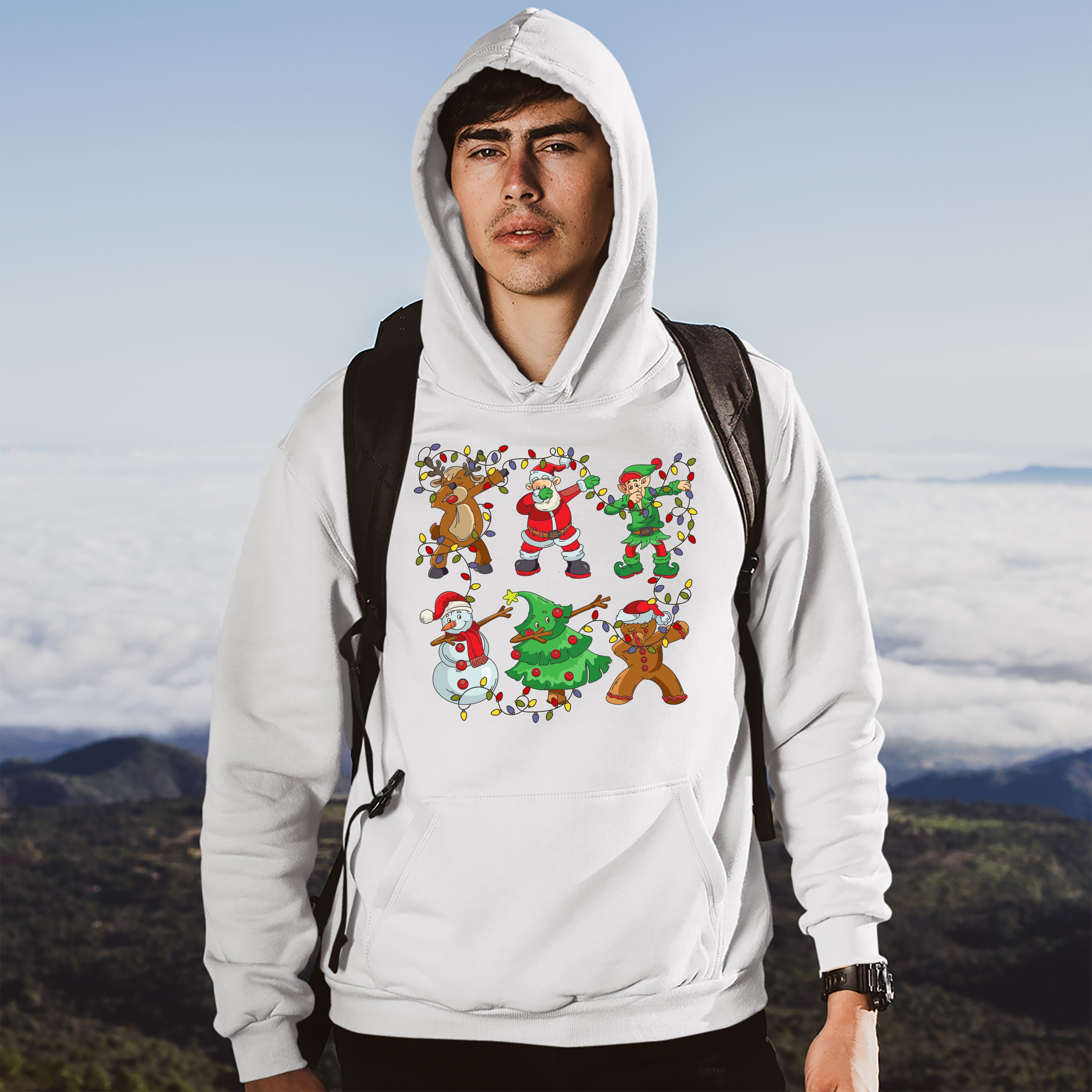 Christmas Crew Dabbing Sweatshirt Reindeer Santa Claus Elf Snowman Hoodie - Picture 25 of 36