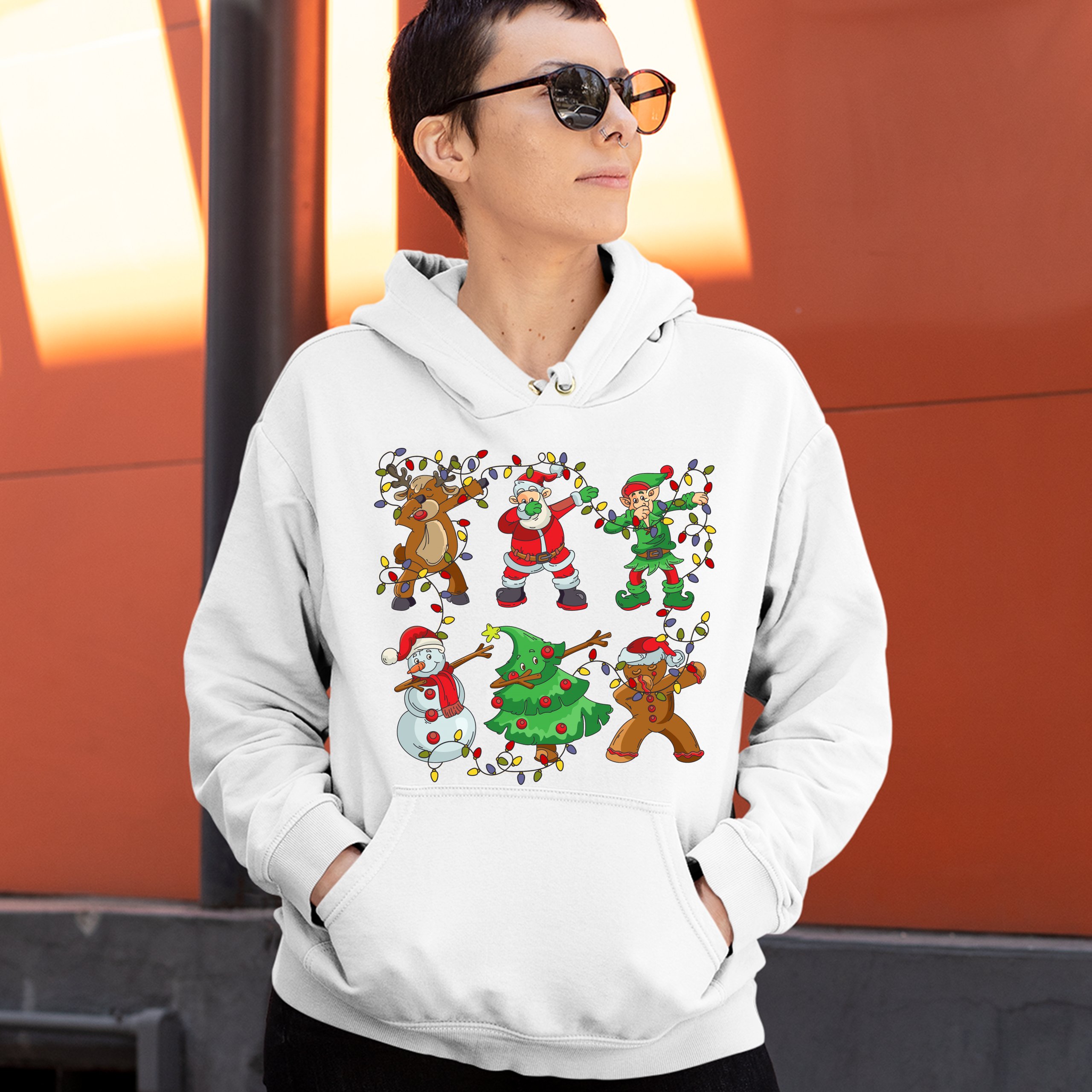 Christmas Crew Dabbing Sweatshirt Reindeer Santa Claus Elf Snowman Hoodie - Picture 26 of 36