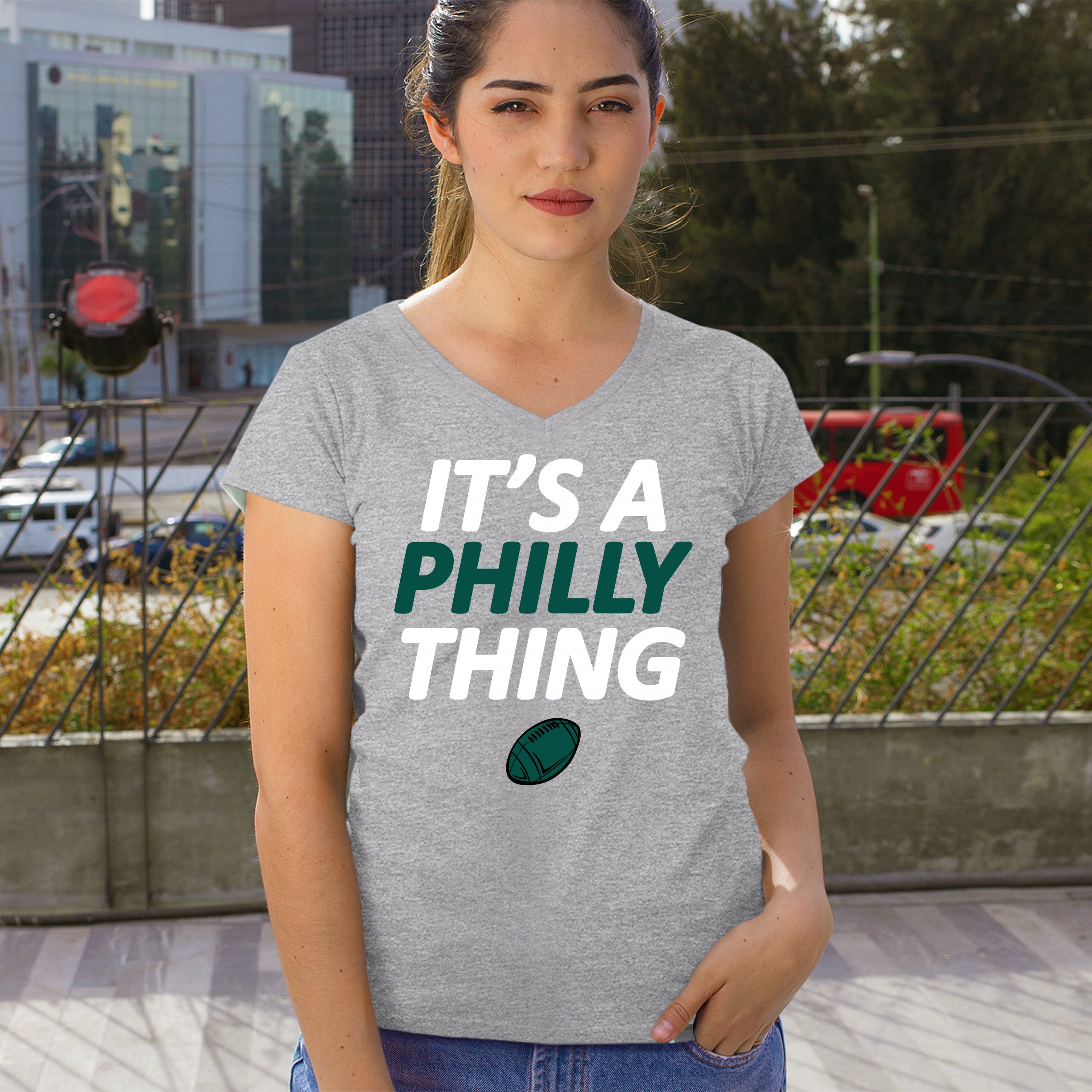 It's a Philly Thing Funny Women's V-Neck T-shirt Philadelphia Birds Fan Tee - Picture 12 of 64