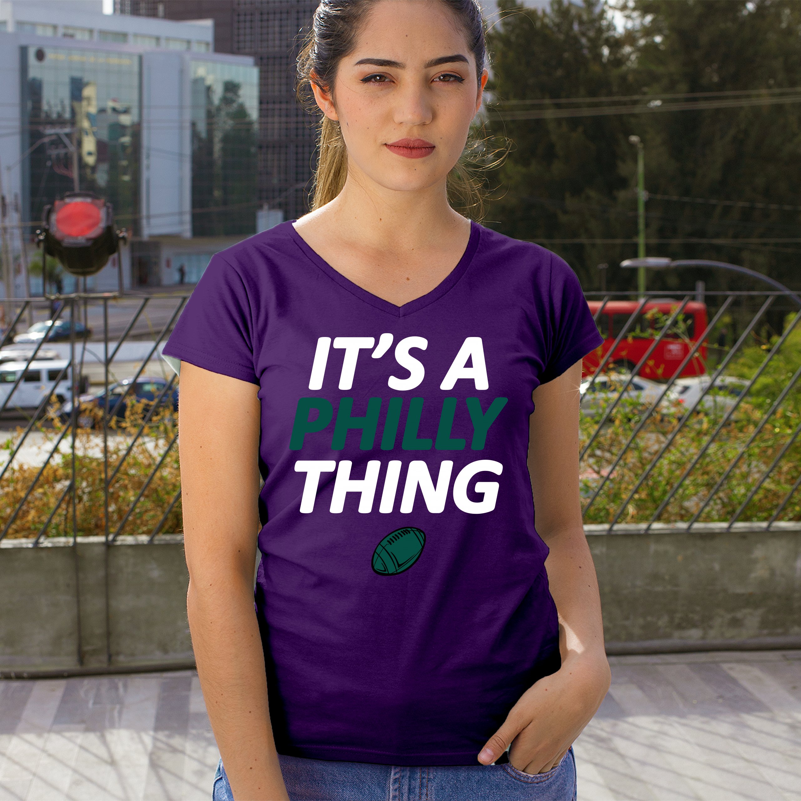 It's a Philly Thing Funny Women's V-Neck T-shirt Philadelphia Birds Fan Tee - Picture 19 of 64
