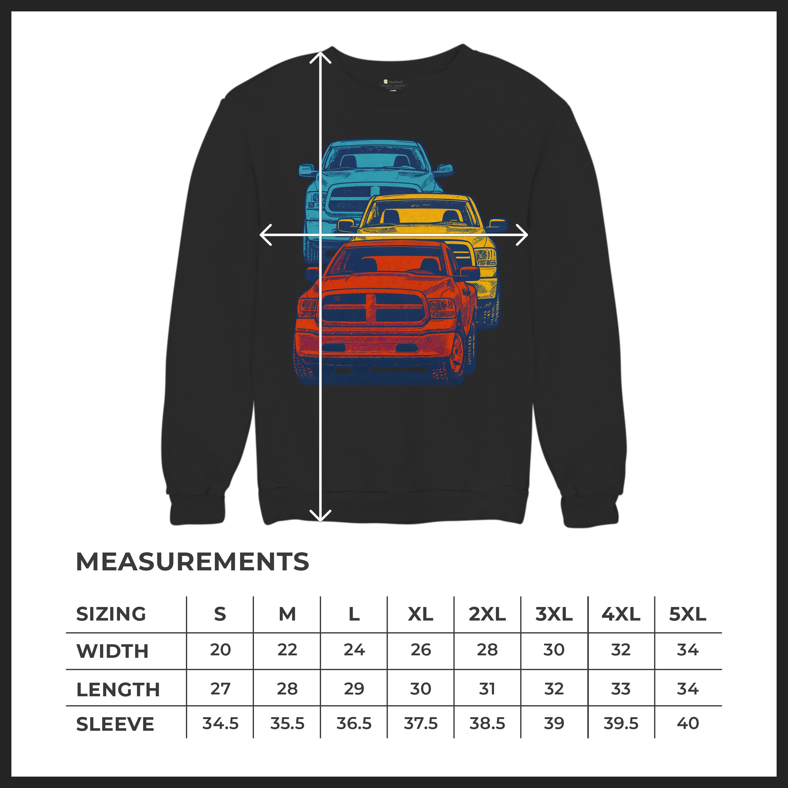 American Pickup Truck Stack Sweatshirt 4X4 Offroad Power Heavy Duty Crewneck - Picture 8 of 50