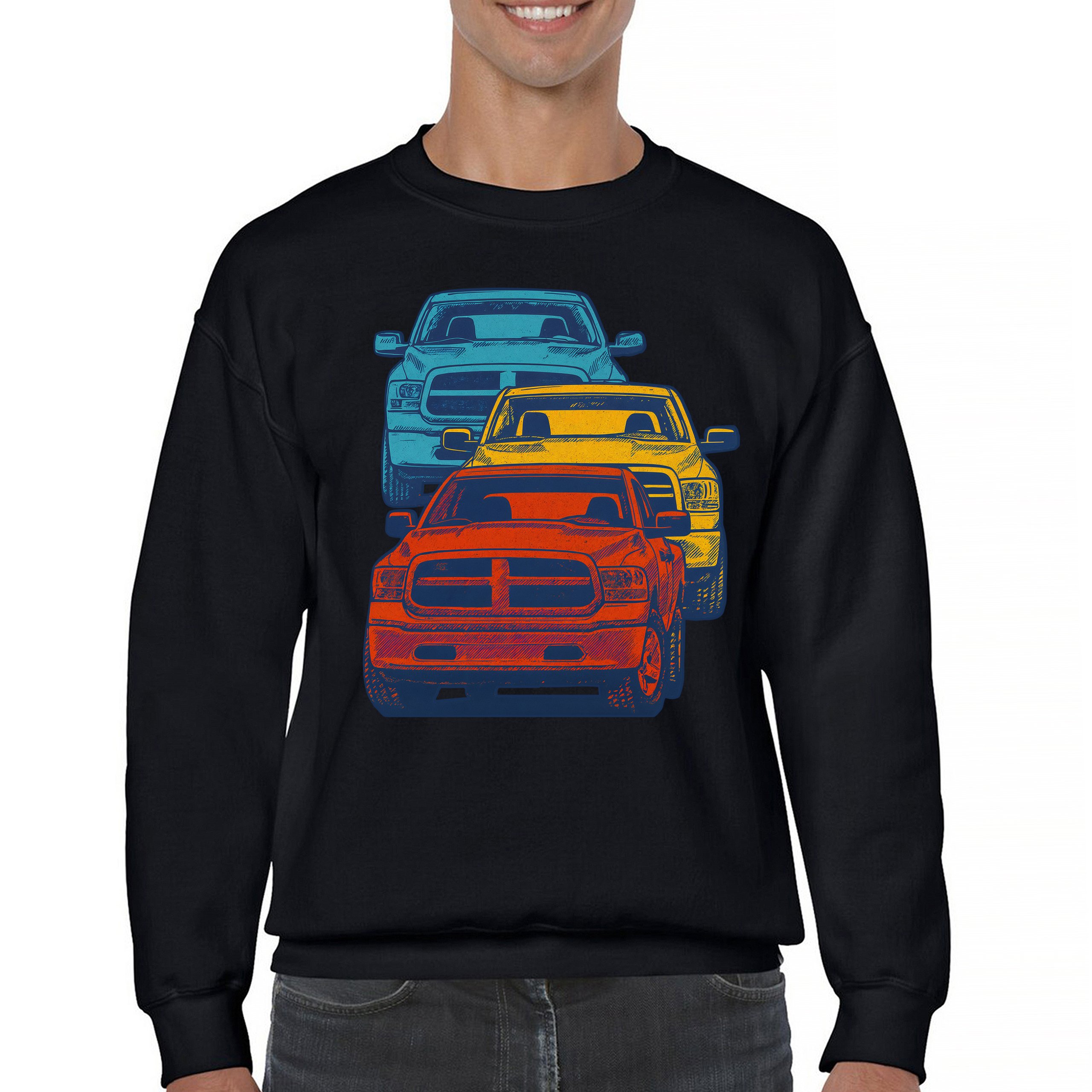 American Pickup Truck Stack Sweatshirt 4X4 Offroad Power Heavy Duty Crewneck - Picture 2 of 50