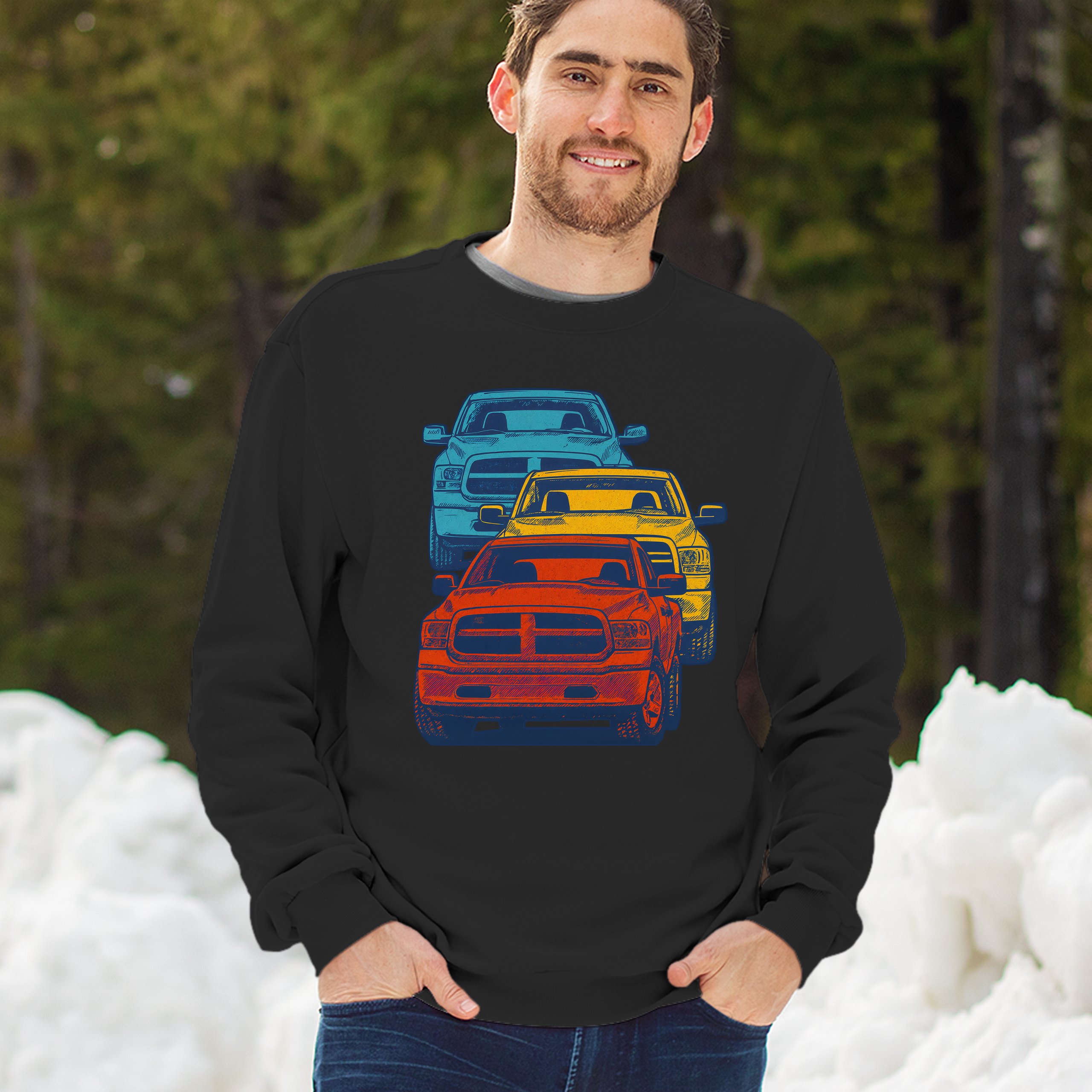 American Pickup Truck Stack Sweatshirt 4X4 Offroad Power Heavy Duty Crewneck - Picture 5 of 50