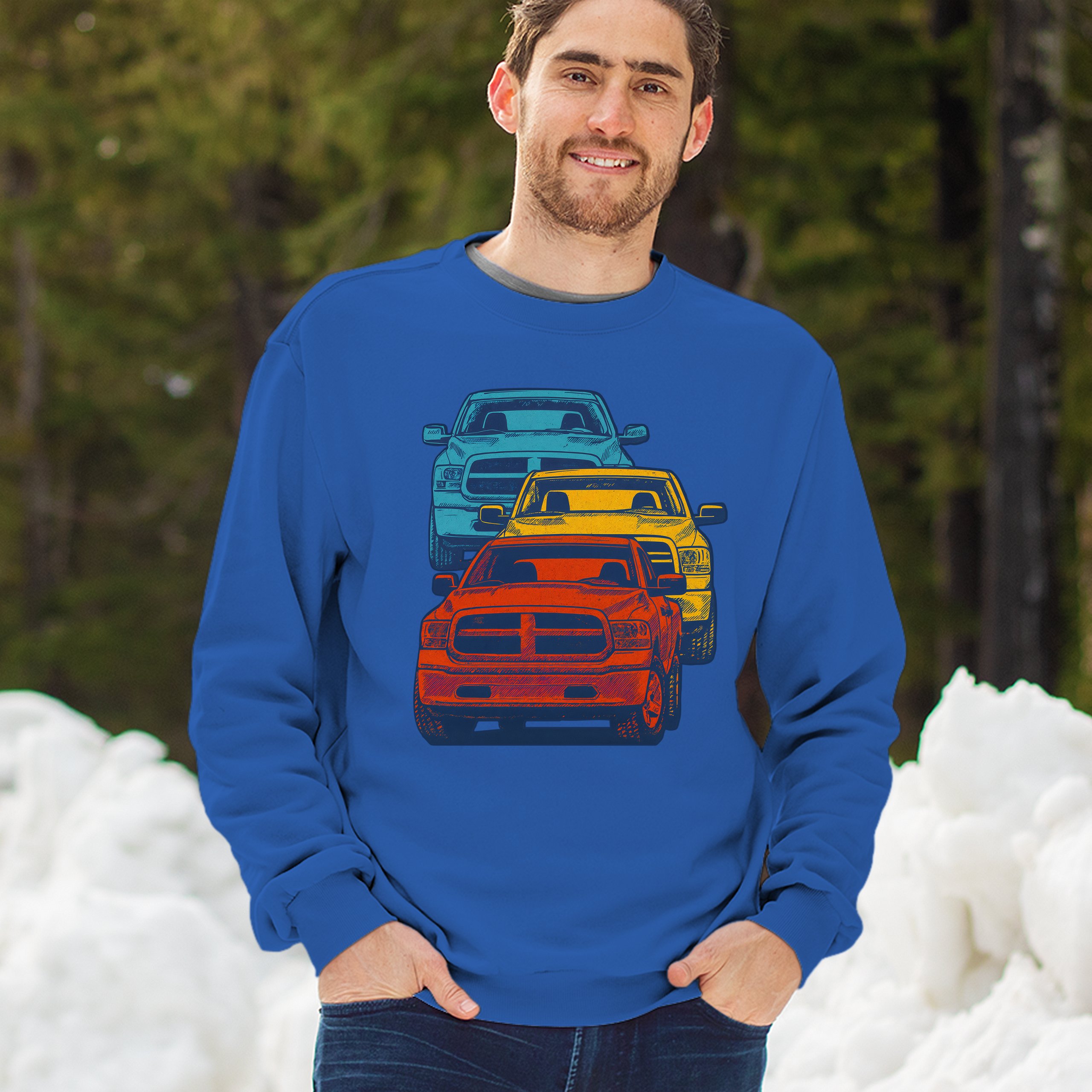 American Pickup Truck Stack Sweatshirt 4X4 Offroad Power Heavy Duty Crewneck - Picture 47 of 50