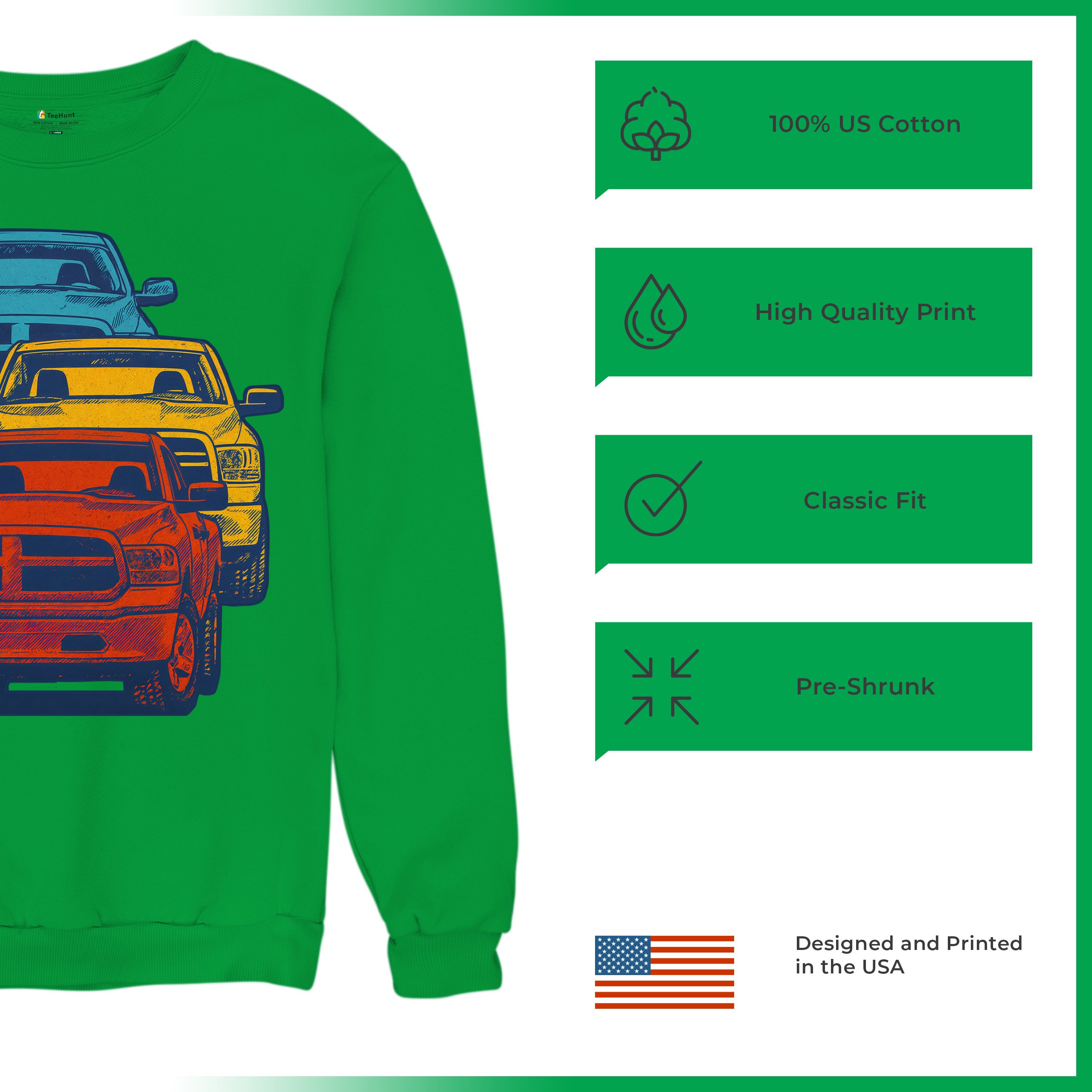 American Pickup Truck Stack Sweatshirt 4X4 Offroad Power Heavy Duty Crewneck - Picture 42 of 50