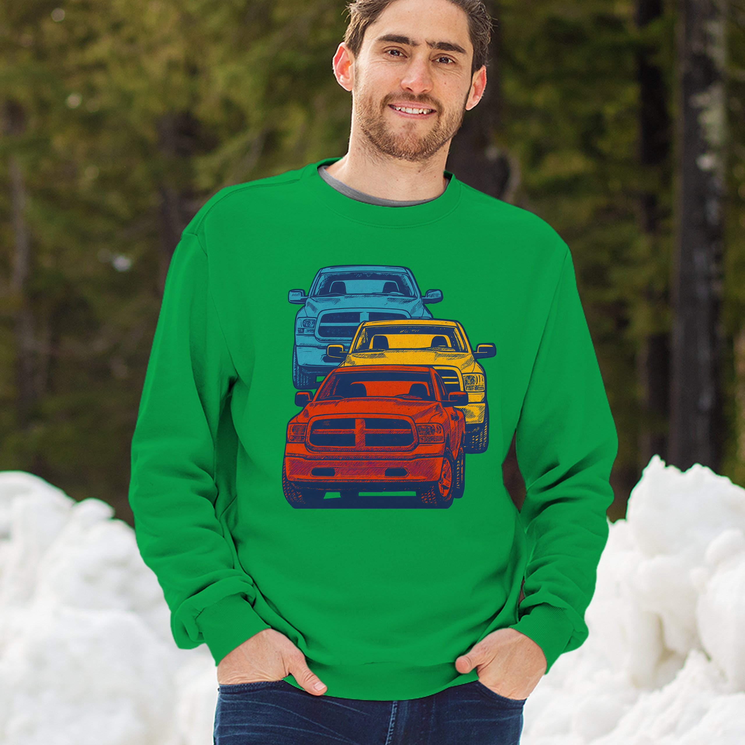 American Pickup Truck Stack Sweatshirt 4X4 Offroad Power Heavy Duty Crewneck - Picture 40 of 50