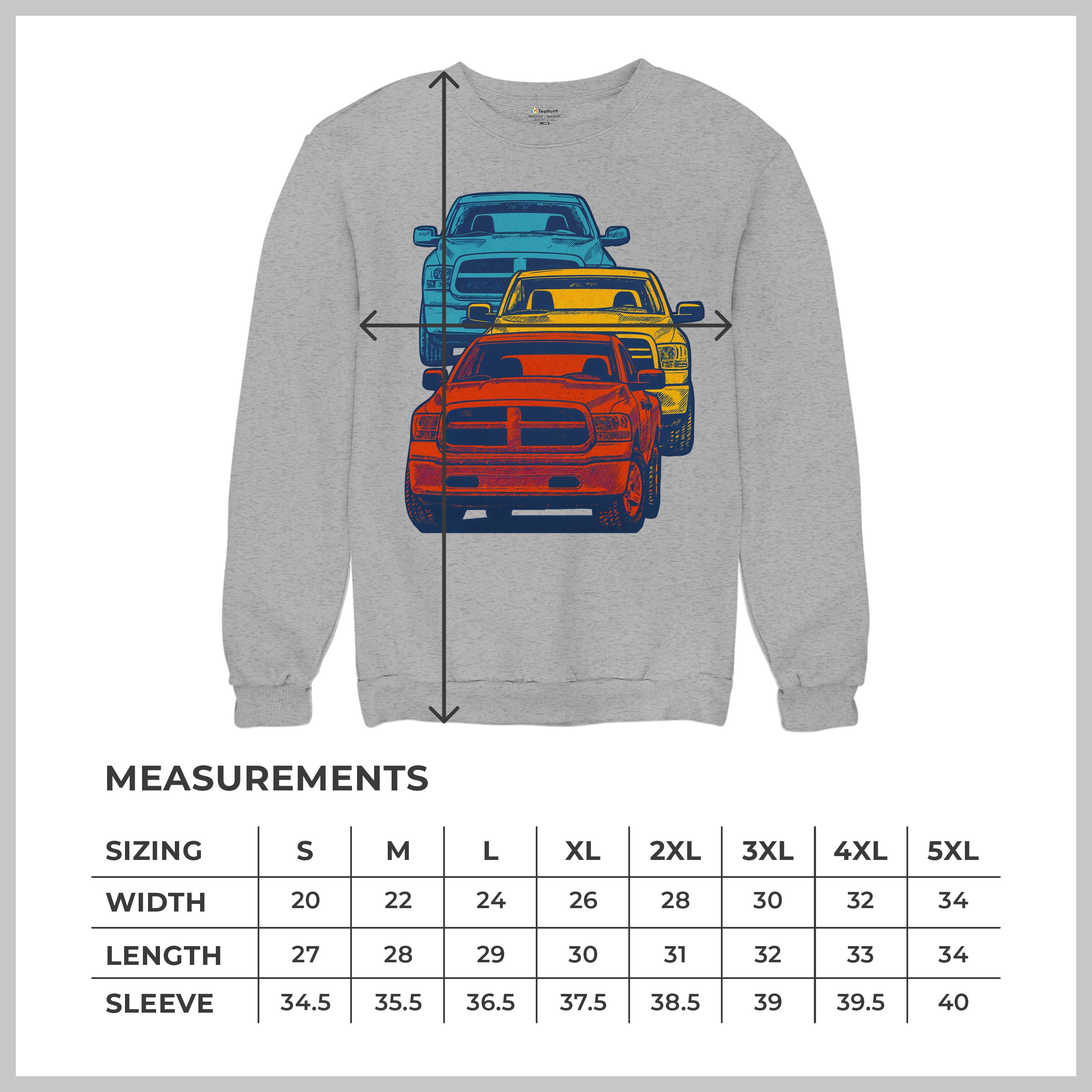 American Pickup Truck Stack Sweatshirt 4X4 Offroad Power Heavy Duty Crewneck - Picture 15 of 50