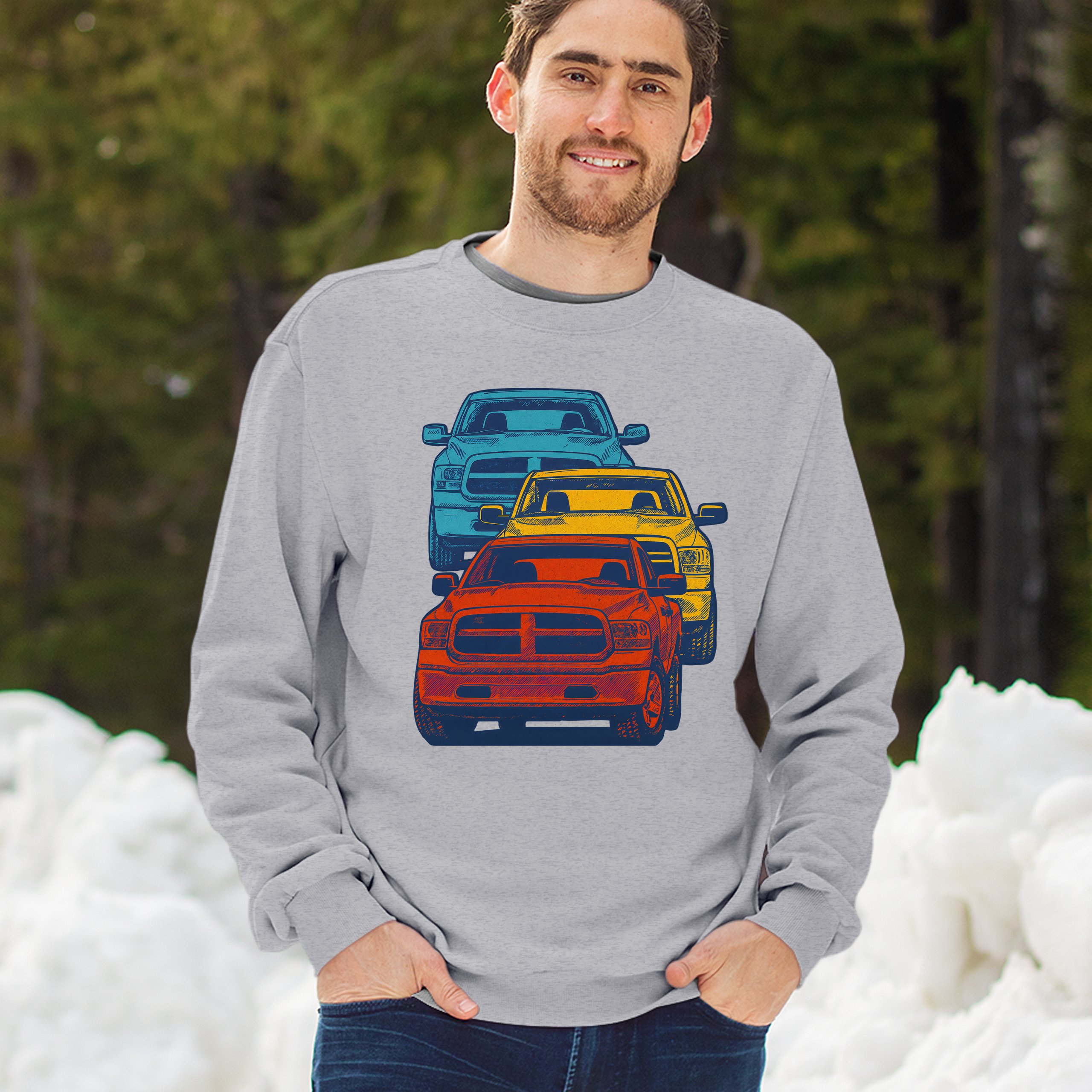 American Pickup Truck Stack Sweatshirt 4X4 Offroad Power Heavy Duty Crewneck - Picture 12 of 50