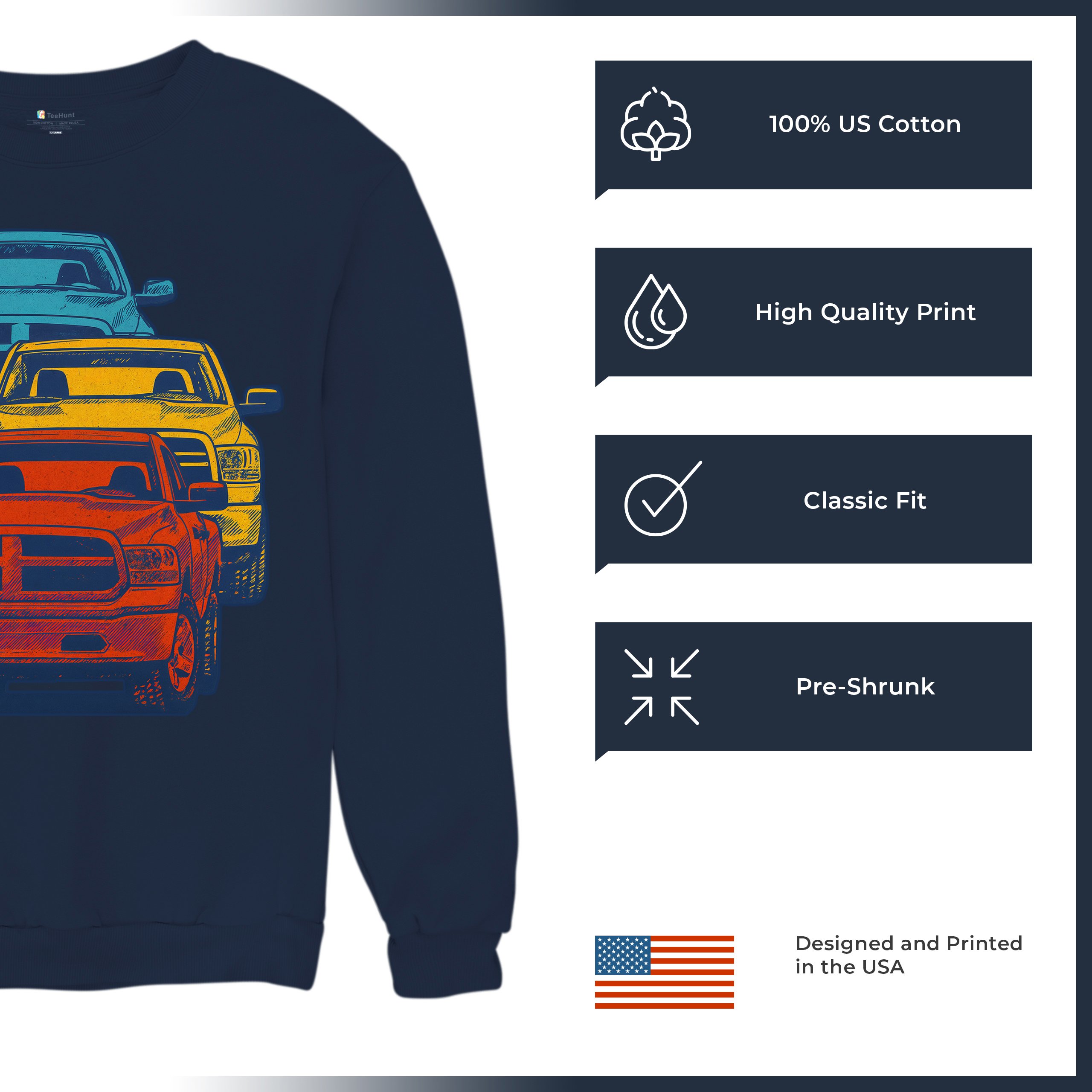 American Pickup Truck Stack Sweatshirt 4X4 Offroad Power Heavy Duty Crewneck - Picture 35 of 50