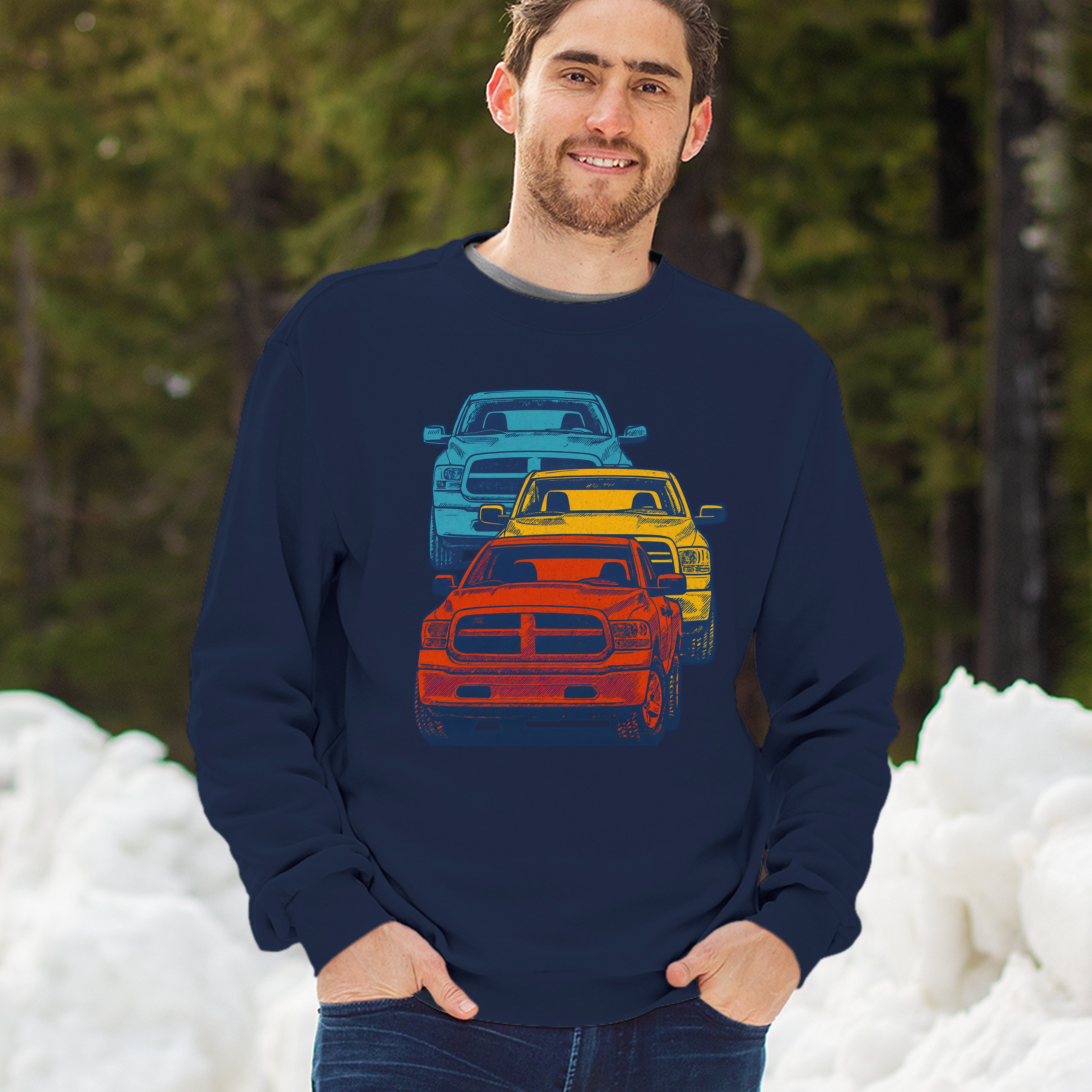 American Pickup Truck Stack Sweatshirt 4X4 Offroad Power Heavy Duty Crewneck - Picture 33 of 50