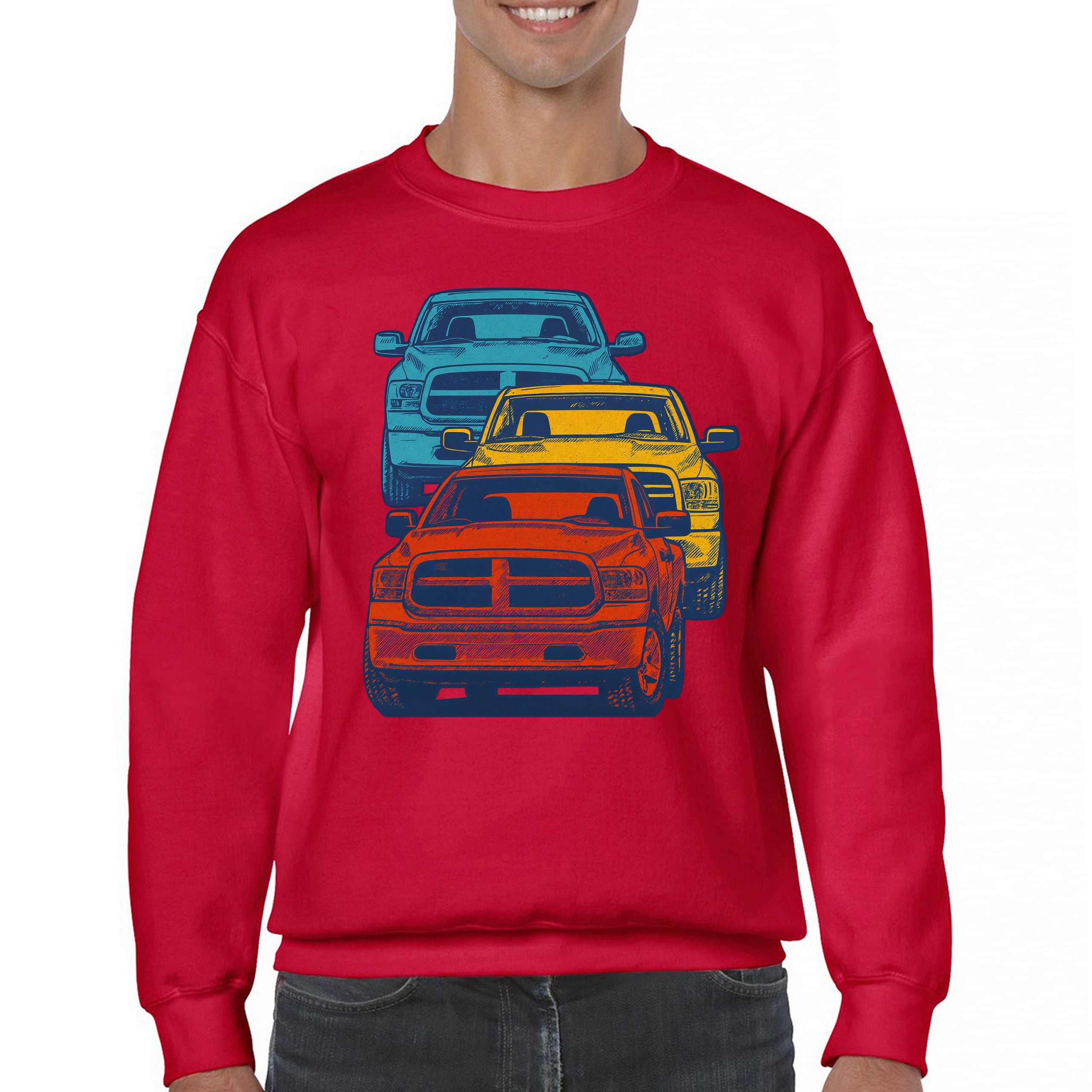 American Pickup Truck Stack Sweatshirt 4X4 Offroad Power Heavy Duty Crewneck - Picture 16 of 50