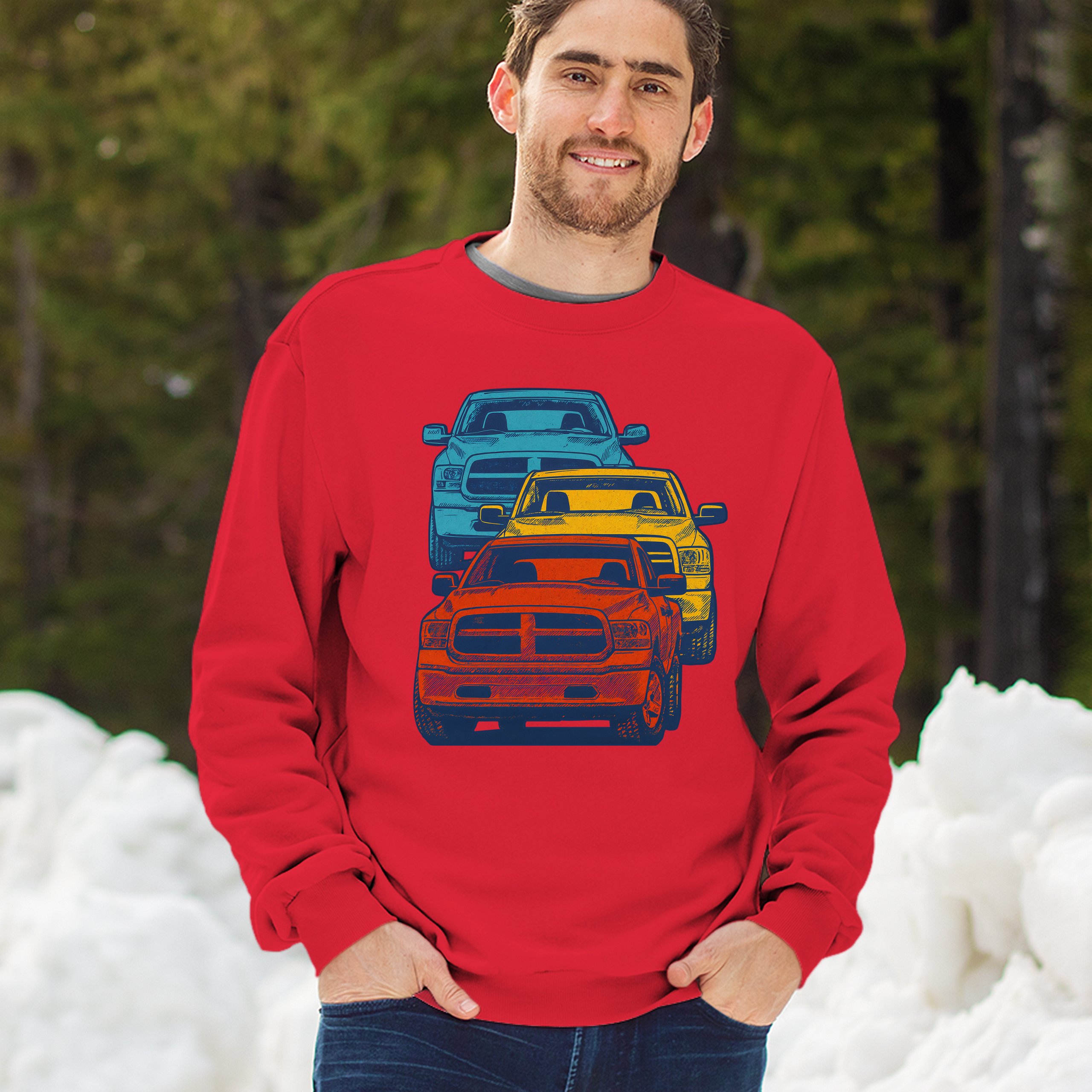 American Pickup Truck Stack Sweatshirt 4X4 Offroad Power Heavy Duty Crewneck - Picture 19 of 50